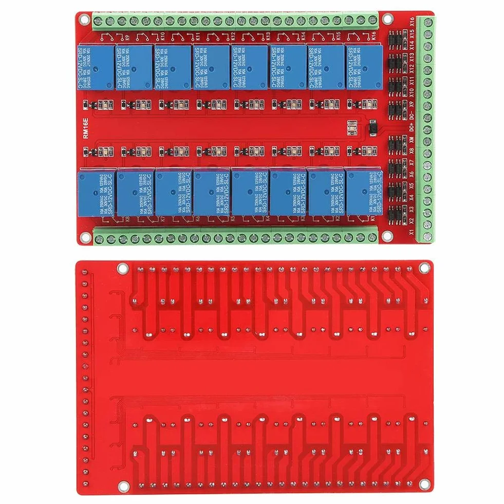 Estink Modulo Relè 16 Canali con Fotoaccoppiatore Isolato, Trigger Alto e Basso per Controllo Relay DC 24V