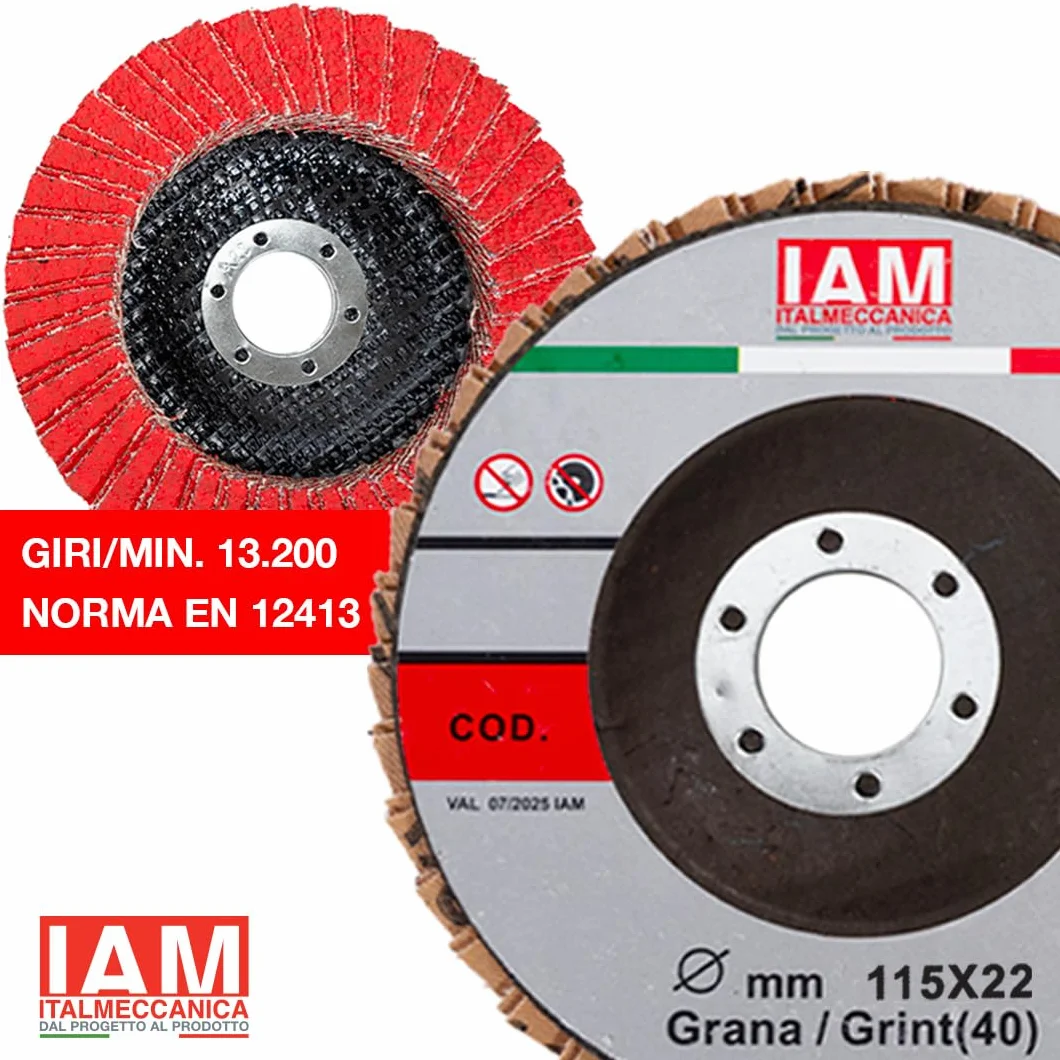 IAM Disco Lamellare Ceramico per Smerigliatrice 115 x 22 mm | Disco Abrasivo Professionale Doppia Lamella per Acciaio Inox e Metallo | Alta Asportazione con Supporto Rinforzato | Grana 40 | 10 Pz