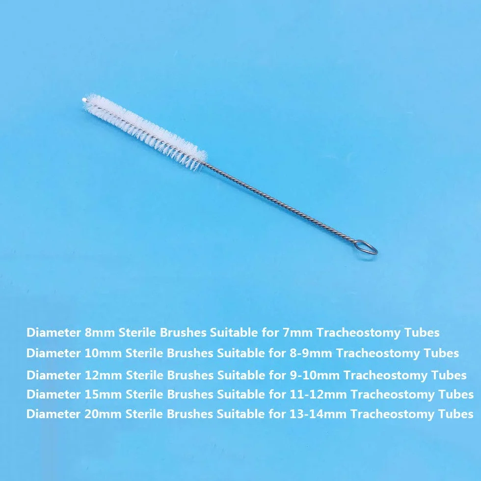 Spazzole sterili per tracheotomia - Spazzole per Tubo Gola 5 Pezzi - Scovolino per Tubi Medico con Manico in Acciaio Inossidabile e setole in Nylon,8mm