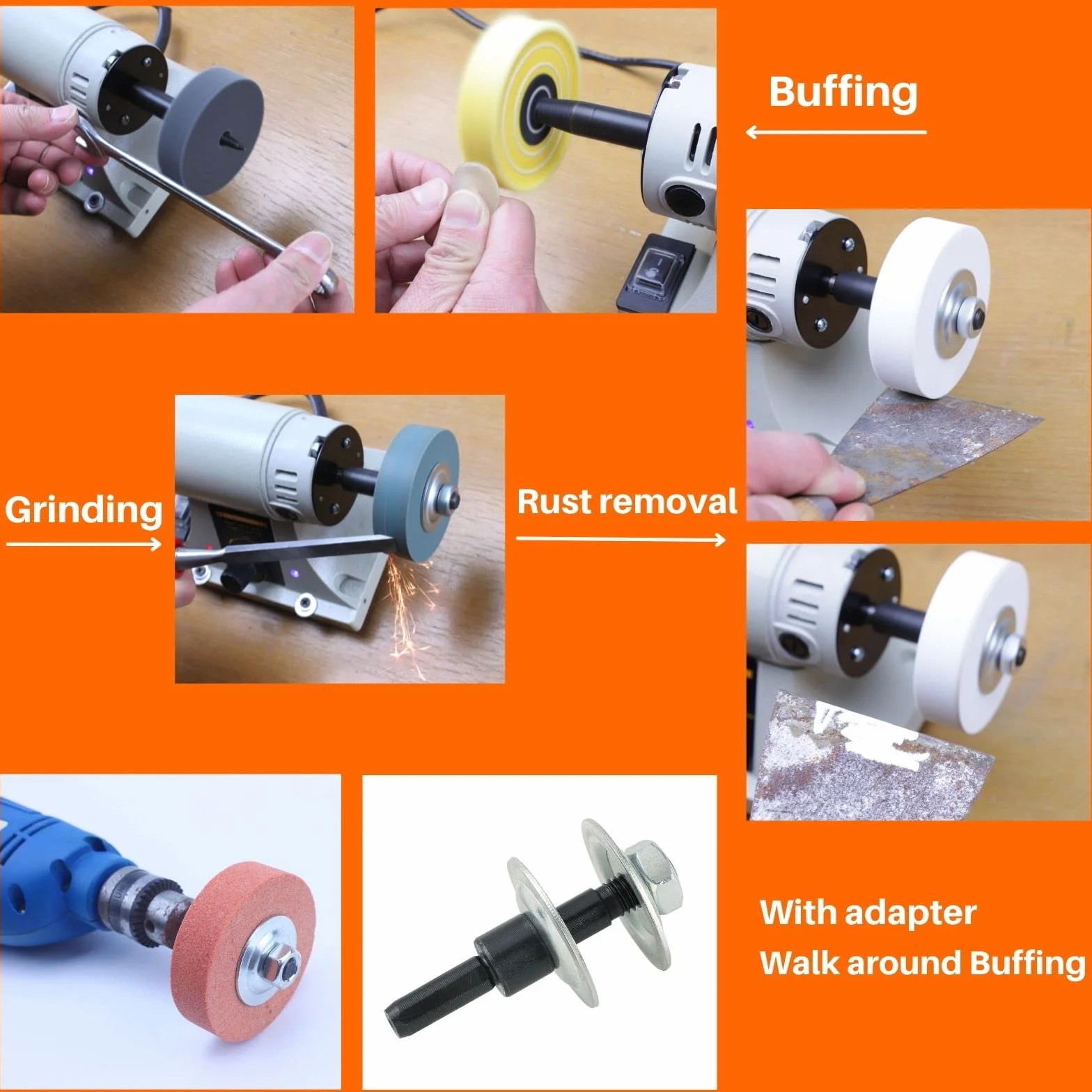 Set di mole abrasive e lucidanti da 75 mm (8 pezzi). Adatto per mini-lucidatrici e trapani elettrici. Affilatura, rimozione della ruggine e lucidatura. Adatto per il fai da te