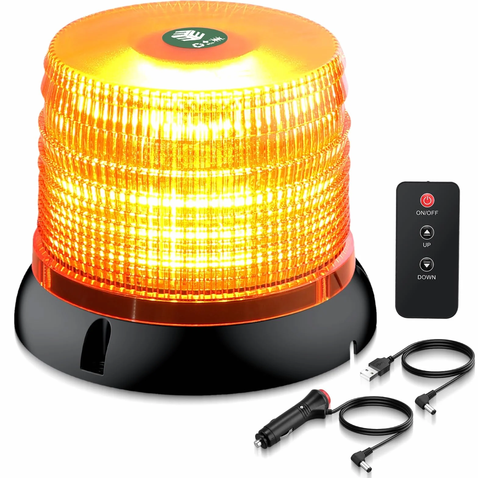 EYPINS 72 LED 72 W Luce Lampeggiante Senza Fili con Telecomando, Luce Rotante con Accendisigari e Cavo di Ricarica USB,Base Magnetica,E57/IP65,Coperchio Ambra,per Auto Trattore,Camion,12 V/24 V