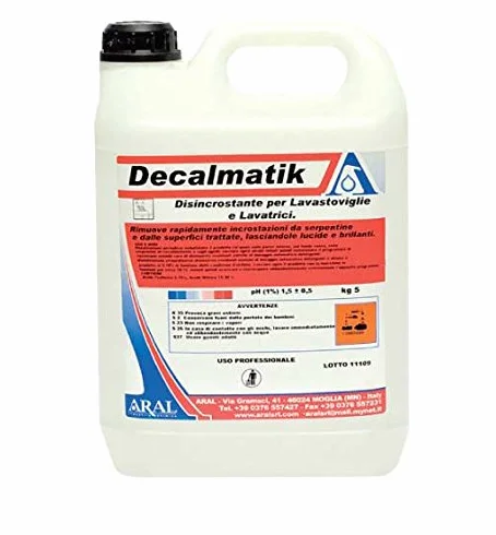 Aral Decalmatik Disincrostante Acido per Rimozione di Incrostazioni da Superfici e Serpentine della Lavastoviglie Tanica 5 kg - Professionale -