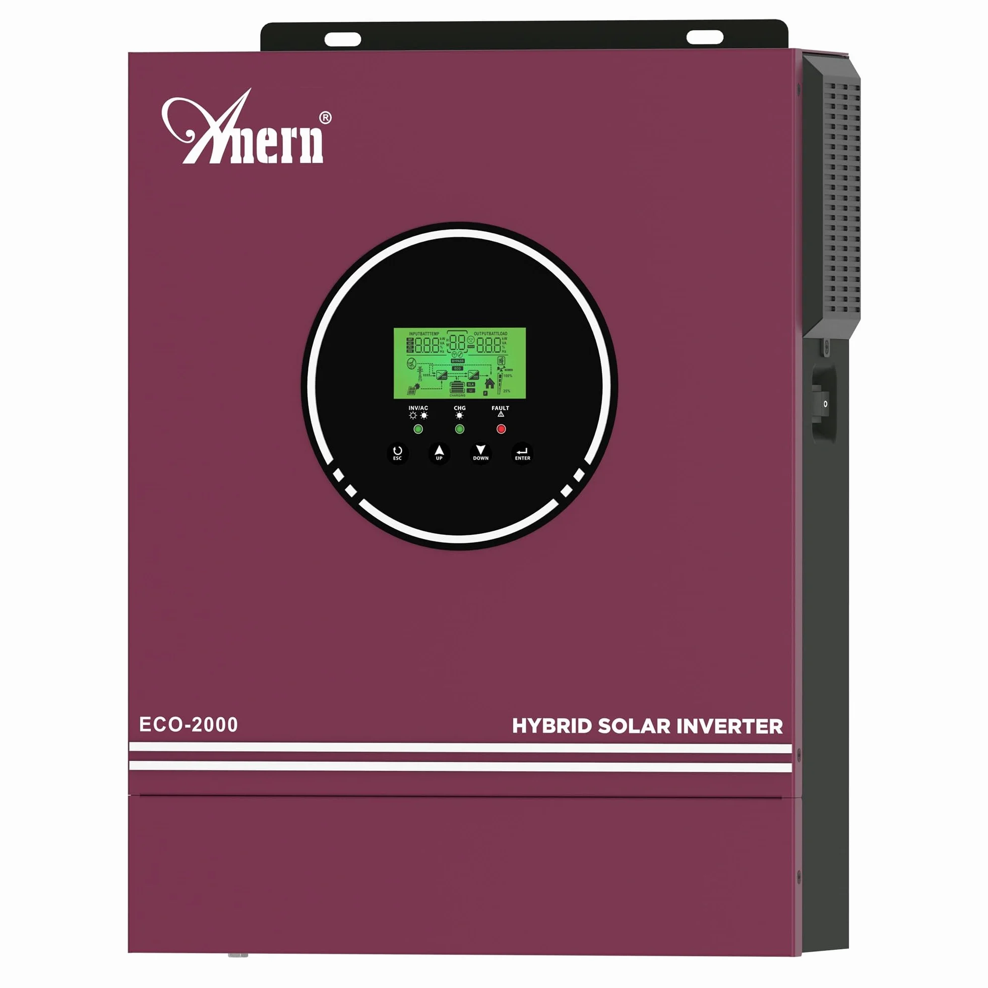 Anern Inverter Ibrido Solare 2000W 12VDC su 220V/230VAC con Regolatore Solare 80A, Inverter Sinus Puro PV 30~400 V, per Batterie al Litio 12V