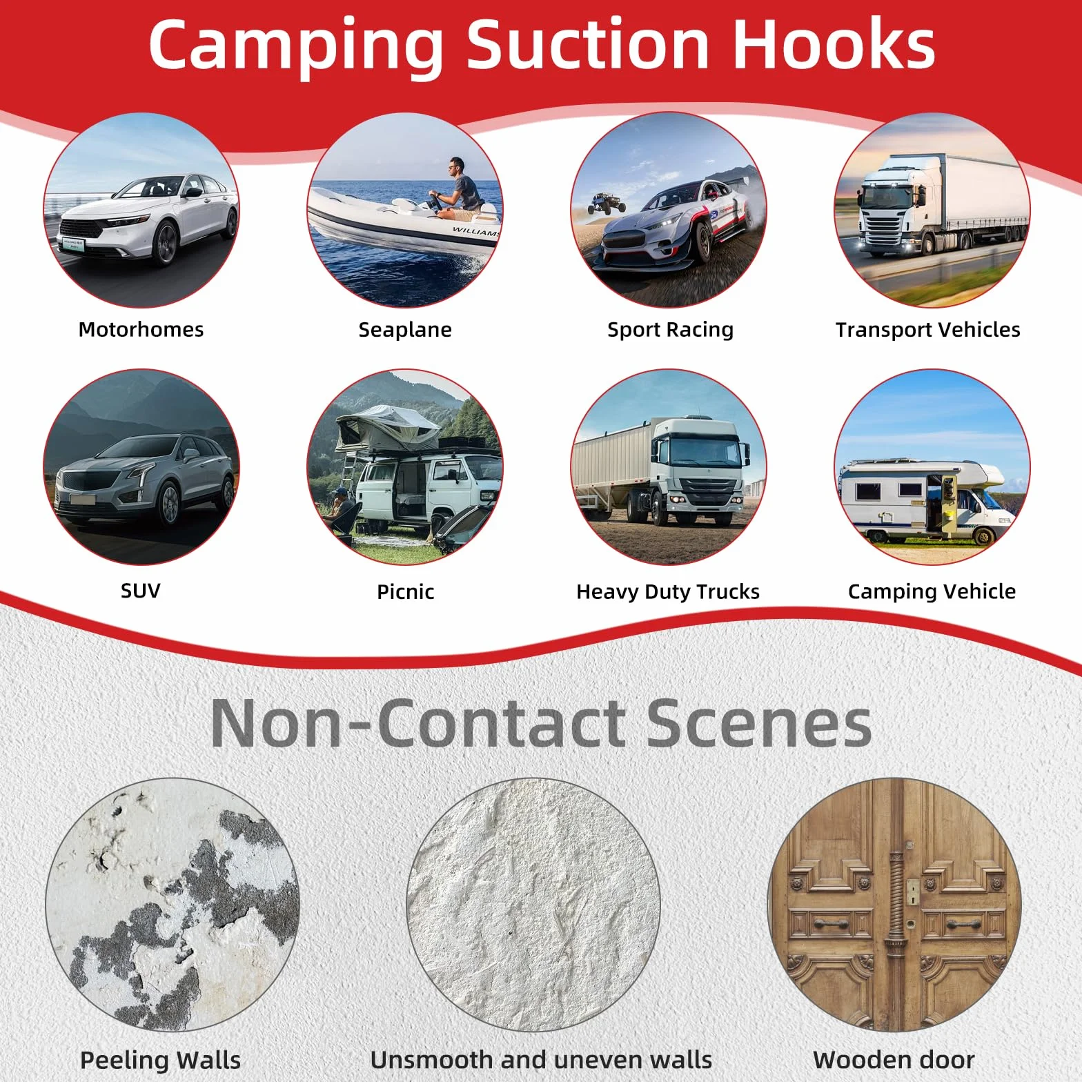 Ganci a ventosa, 4 pezzi Ventose con ganci Presa forte Portata massima 30KG per Campeggio Camper Bagagli Teloni Auto Tenditori Casa Attrezzatura per camper Accessori per camper