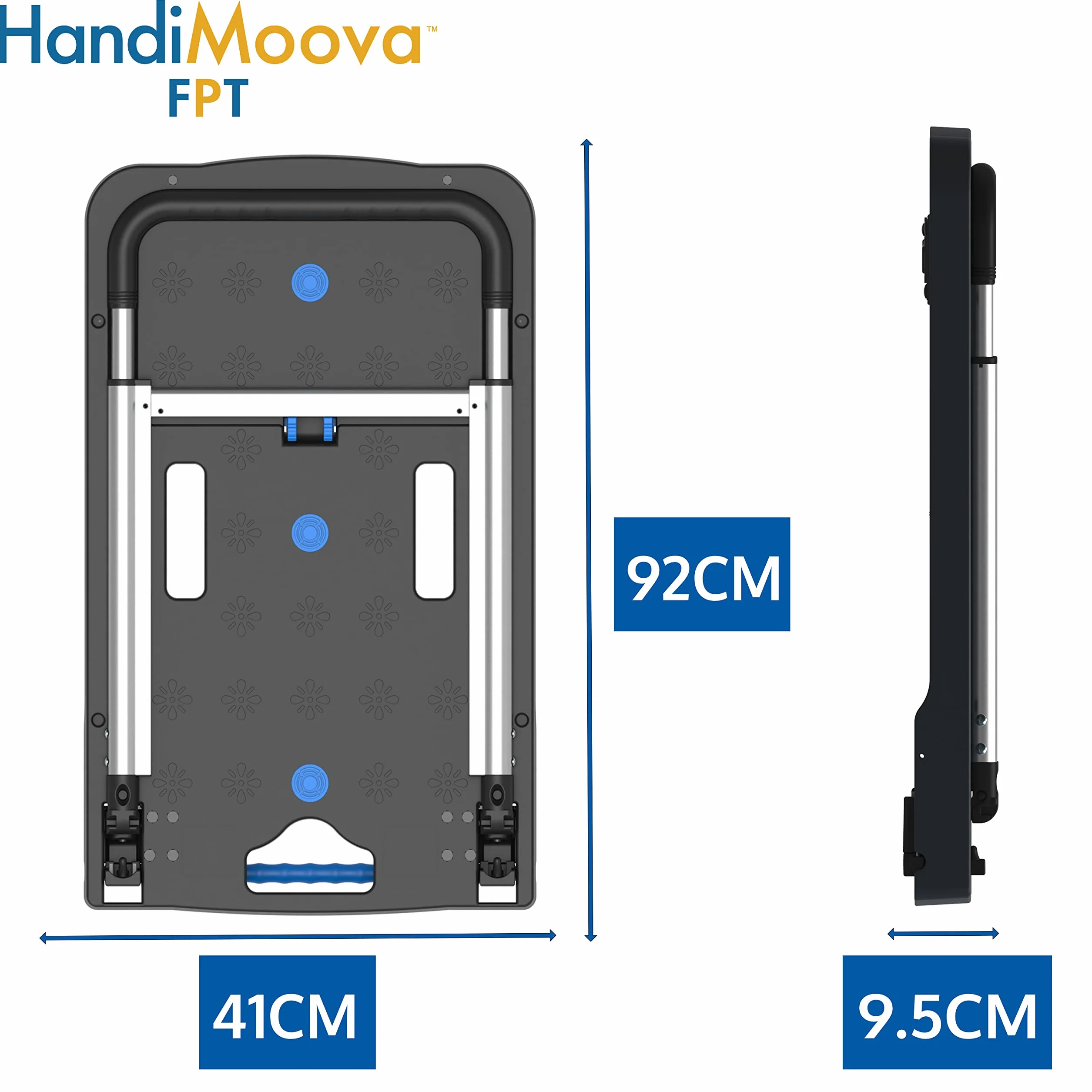 HandiMoova FPT Carrello a Piattaforma Pieghevole; Carrello a Mano Compatto; Salvaspazio; Manico Telescopico; Capacità di Carico di 135Kg per Impieghi Gravosi