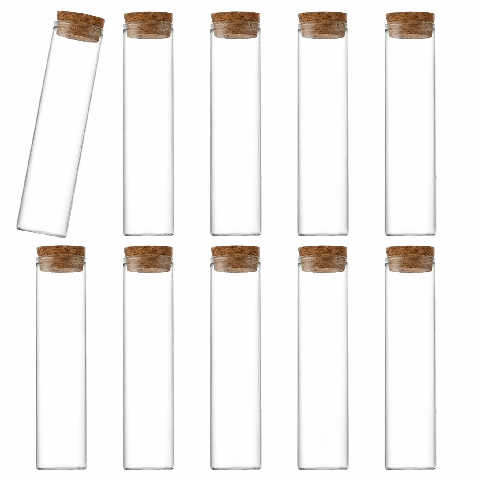 10 PZ 60ML/2OZ Vuoto Trasparente Tubi di Prova di Vetro Ricaricabile Fiala con Tappo di sughero Bottiglia In Miniatura Reagant Jar Bottiglia per Lab Party Favors Candy Spezie Perline