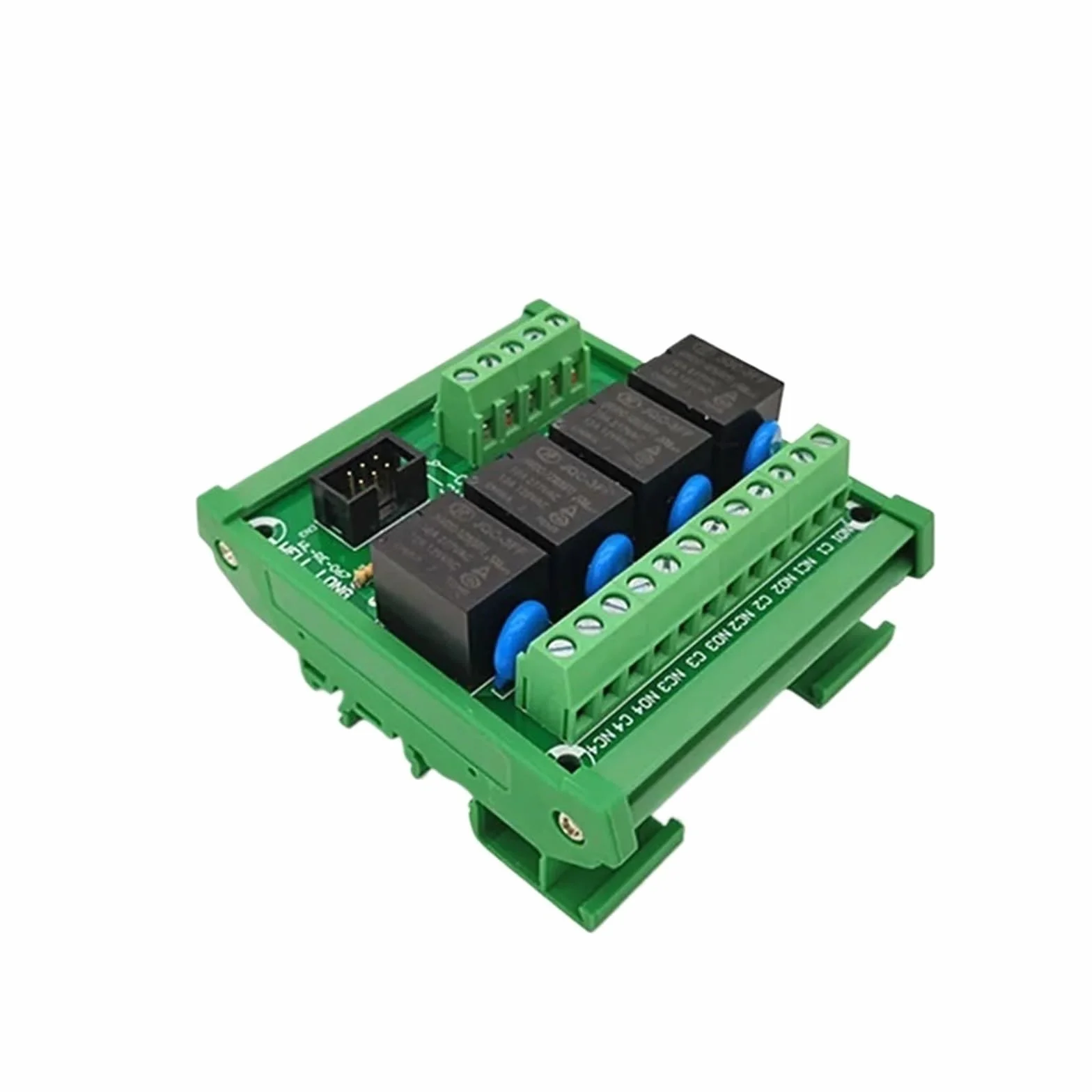 Modulo relè PLC Modulo interfaccia relè di potenza 5V 15A tipo PNP a 4 canali con montaggio su guida DIN, HF JQC-3FF-5V-1ZS