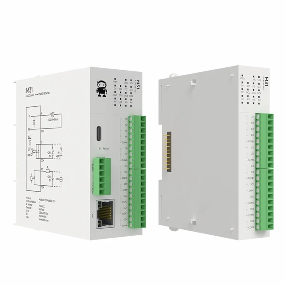 4DI+4AI+4DO RS485 Ethernet M31-AAAX4440G Modbus RTU Firmware Upgrade Host Max 16 Moduli di espansione