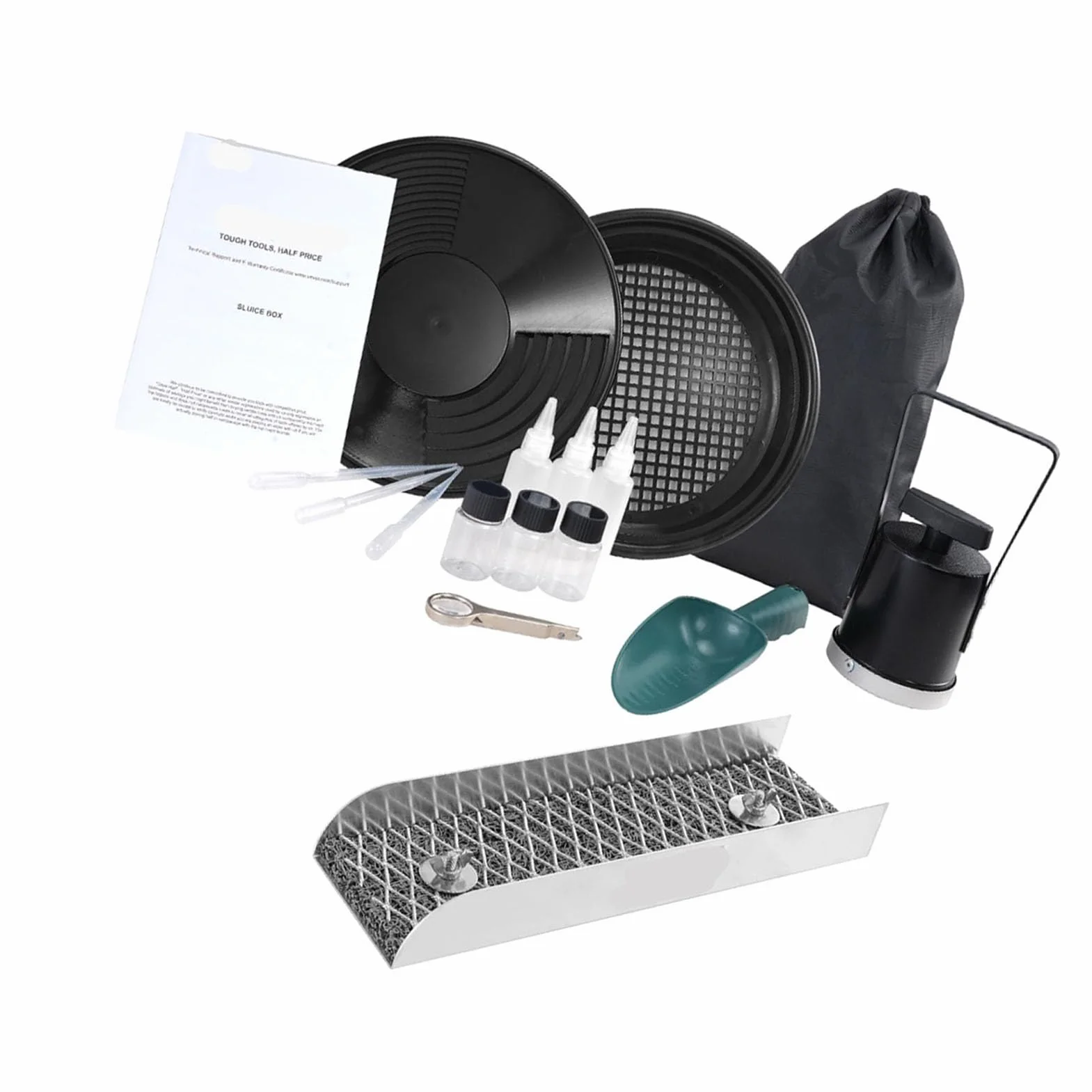 Kit per L'estrazione Dell'oro, Kit per la Panoramica Dell'oro da 12 Pollici, Scatola di Chiusura Portatile in Lega di Alluminio, Include Vaschetta per L'oro, Schermo