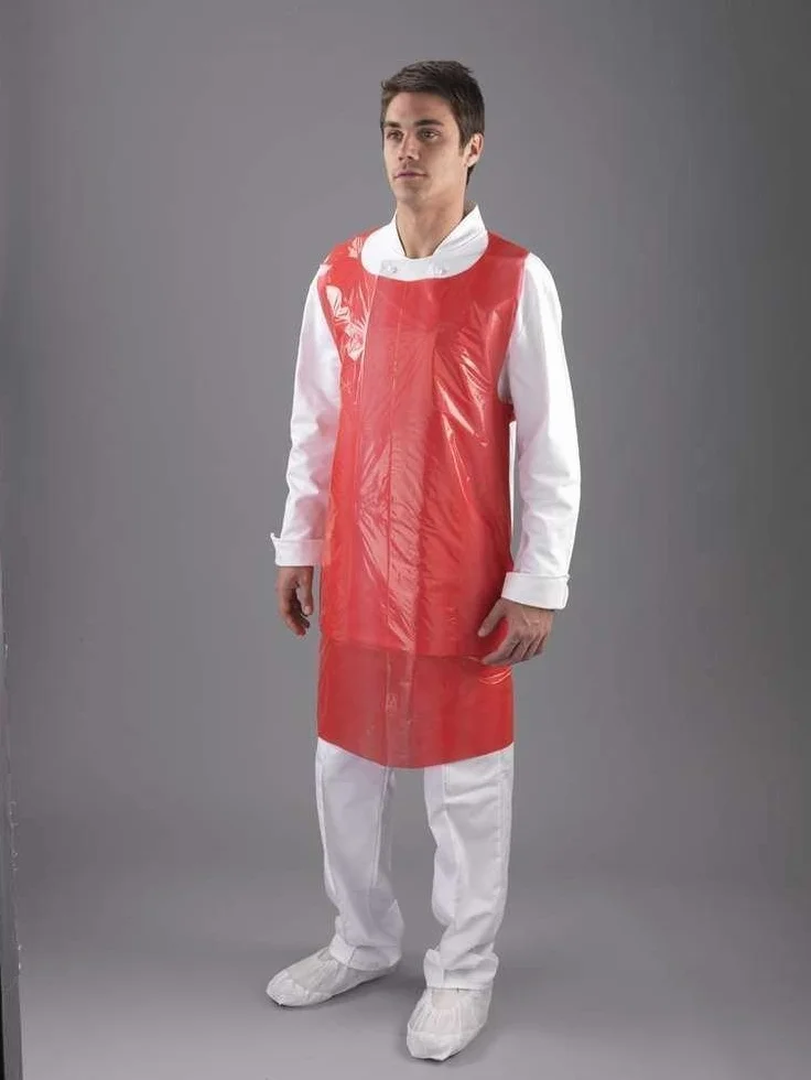 grembiule polietilene 76 X 120 - Confezione da 100 pezzi rosso. Monouso protezione medico lavori per cliniche - laboratori - esteticien - Alimentazione - dentisti - veterinari - infermeria - bricolage
