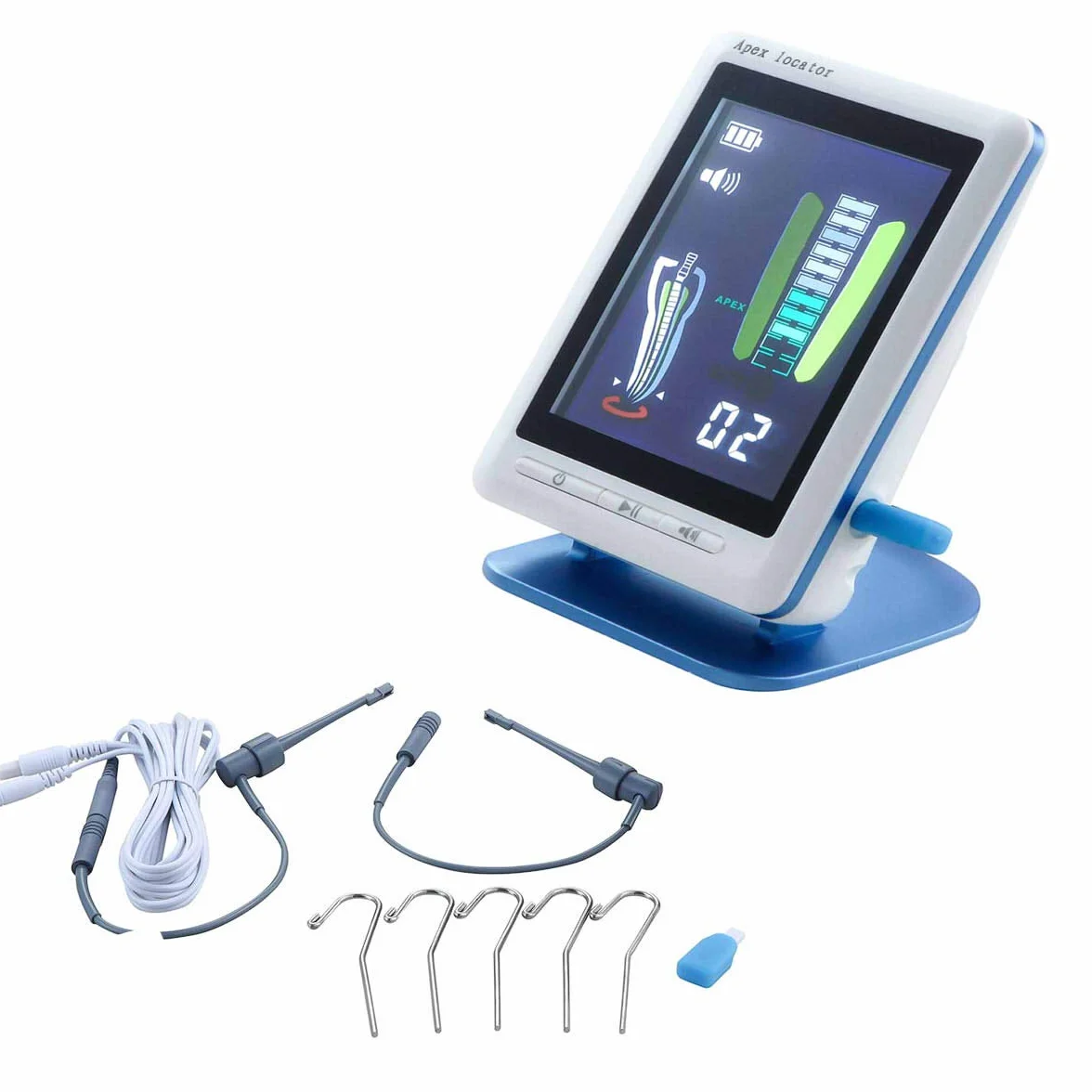 LCD Endodontico Apex Locator Meter+2 Tester 5 Lip Hook (blu)