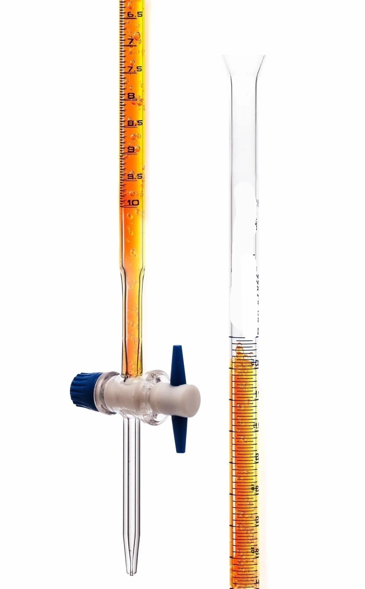 Buretta di Precisione Classe A con Rubinetto PTFE, Capacità 10ml, Suddivisioni 0,05ml, Vetro Borosilicato