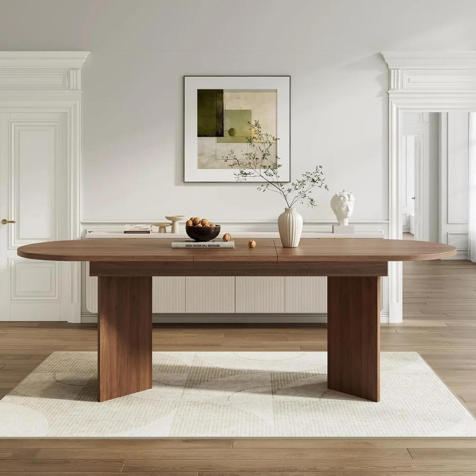 Muskel Tavolo da pranzo ovale allungabile 160 – 200 x 90 cm, moderno tavolo da pranzo adatto per 4 – 8 persone, robusto tavolo da cucina, tavolo ispessito salvaspazio (noce, 160 – 200 cm)