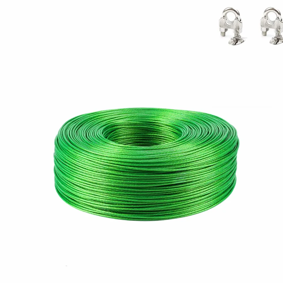 Cavo in acciaio inox 304 rivestito in vinile intrecciato antiruggine, lunghezza 7 x 7, lunghezza struttura: 50 m, verde, diametro 3 mm