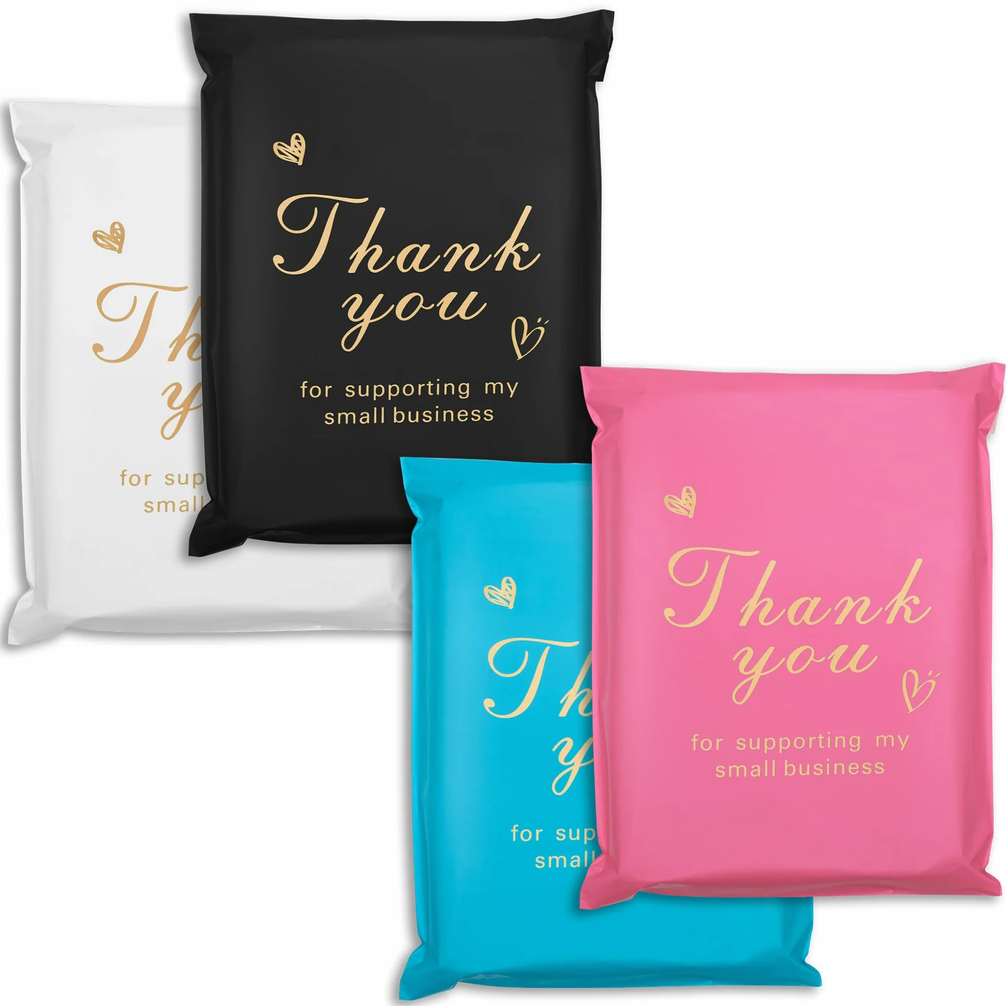 Thank You Poly Mailer 25,4 x 33,5 cm, 100 pezzi, impermeabili e resistenti agli strappi, sacchetti per spedizioni per abbigliamento, resistenti sacchetti per spedizioni con autosigillante