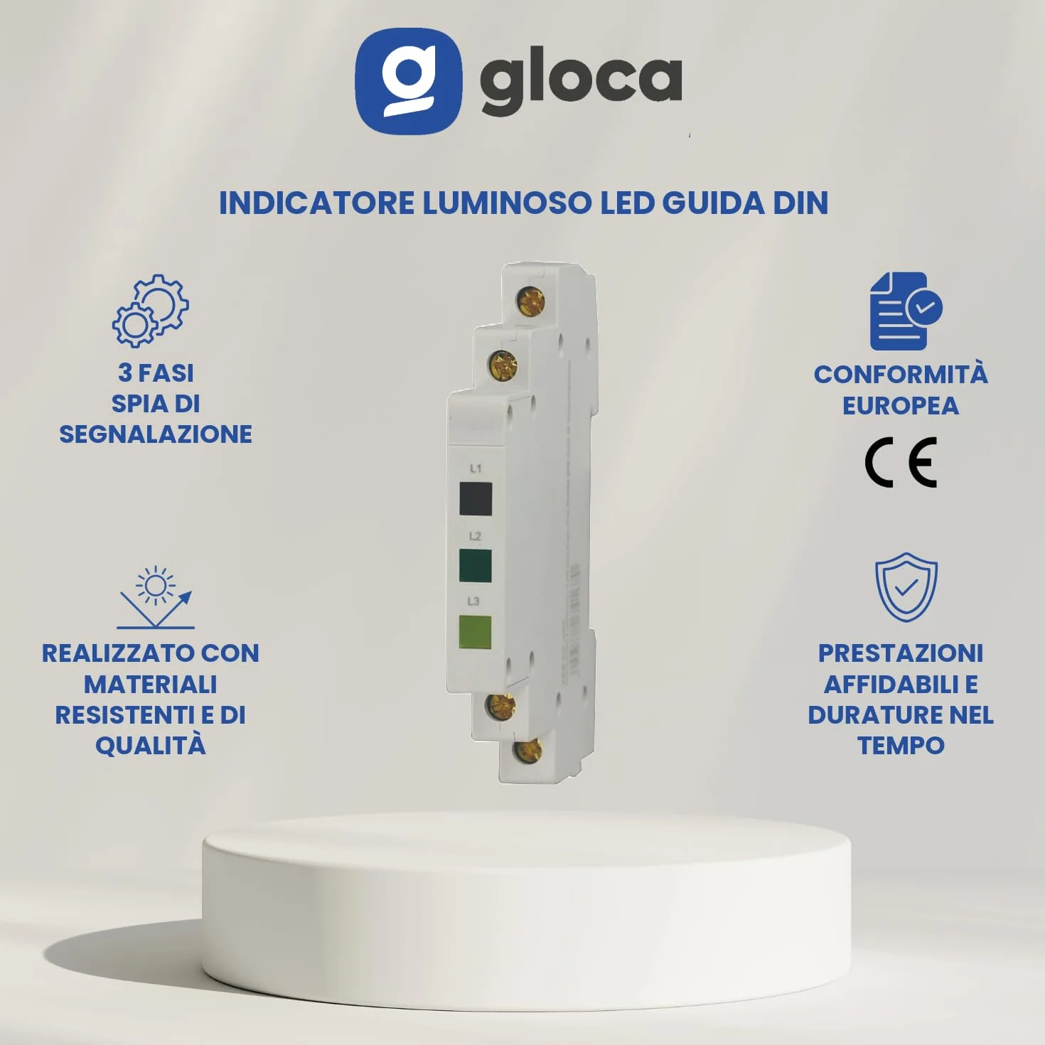 Indicatore Luminoso LED Per Guida DIN Spia Di Segnalazione 3 Fasi