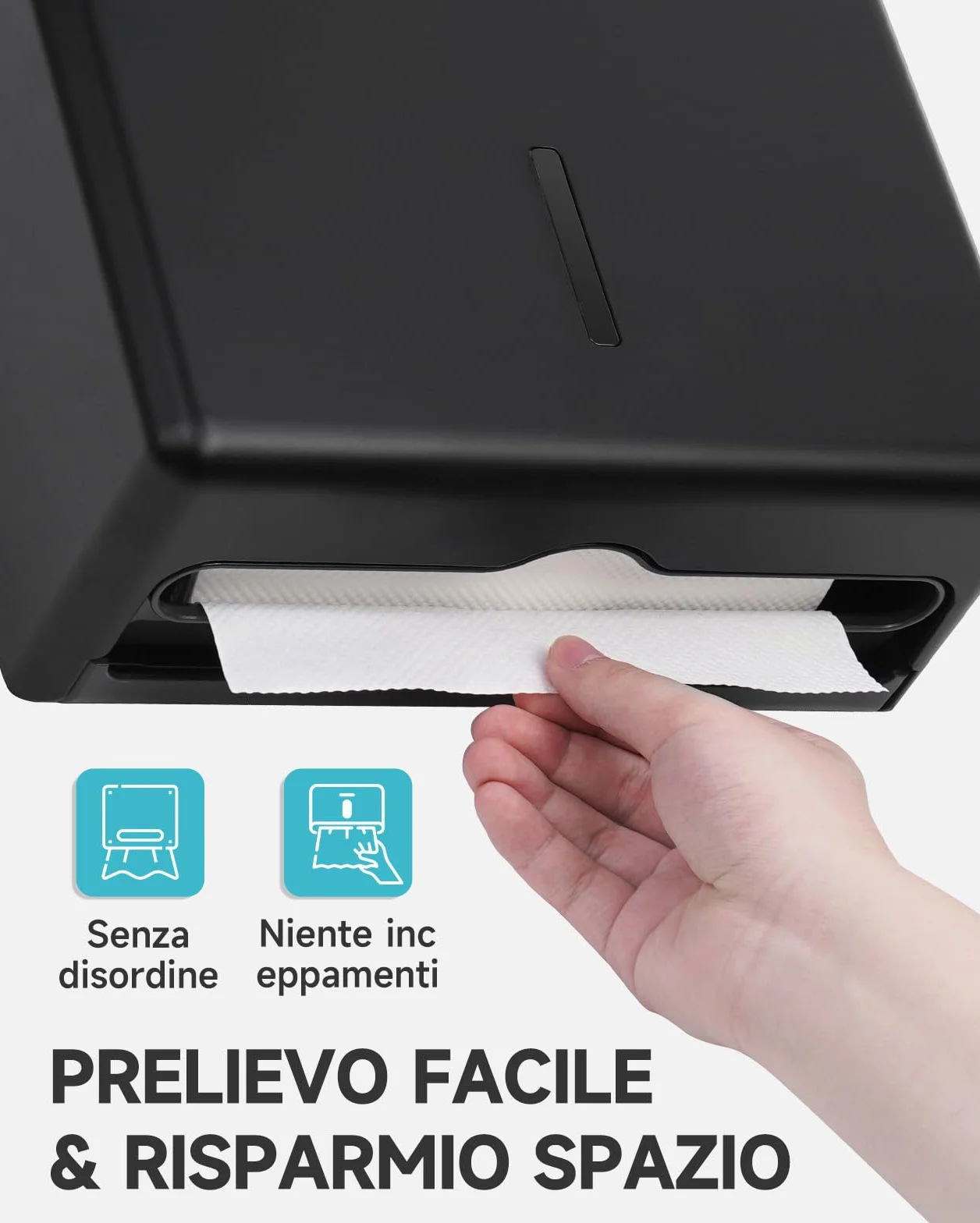AIKE Dispenser Salviette Carta Parete 400-Fogli H2 H3 Piegati Z/V/C Multifold AK5302H