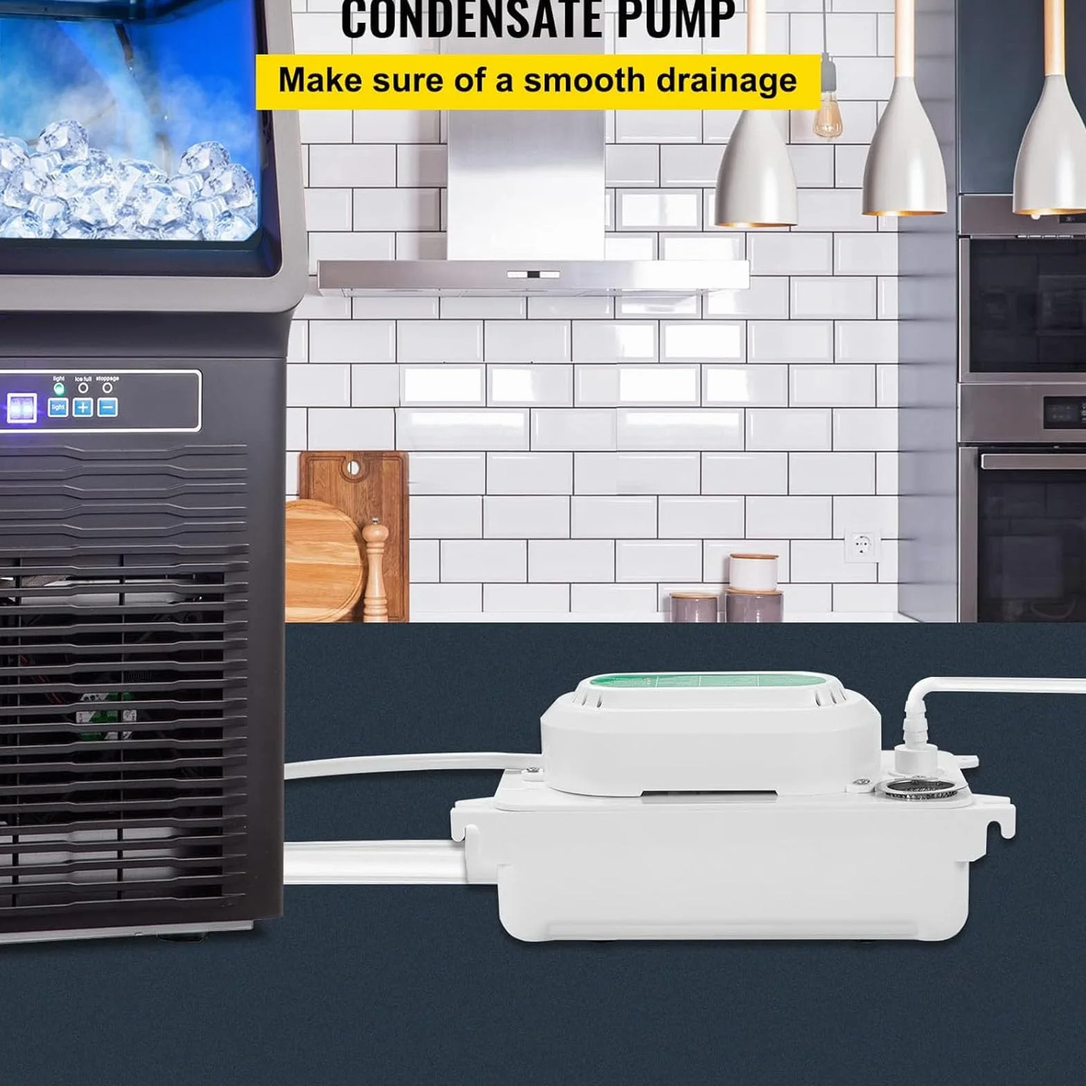 Pompa per Condensa 100-230 V Pompa per Condensa AC Mini Split HVAC Automatica Sollevamento Rimozione Scarico Flusso 100 L/H con Serbatoio