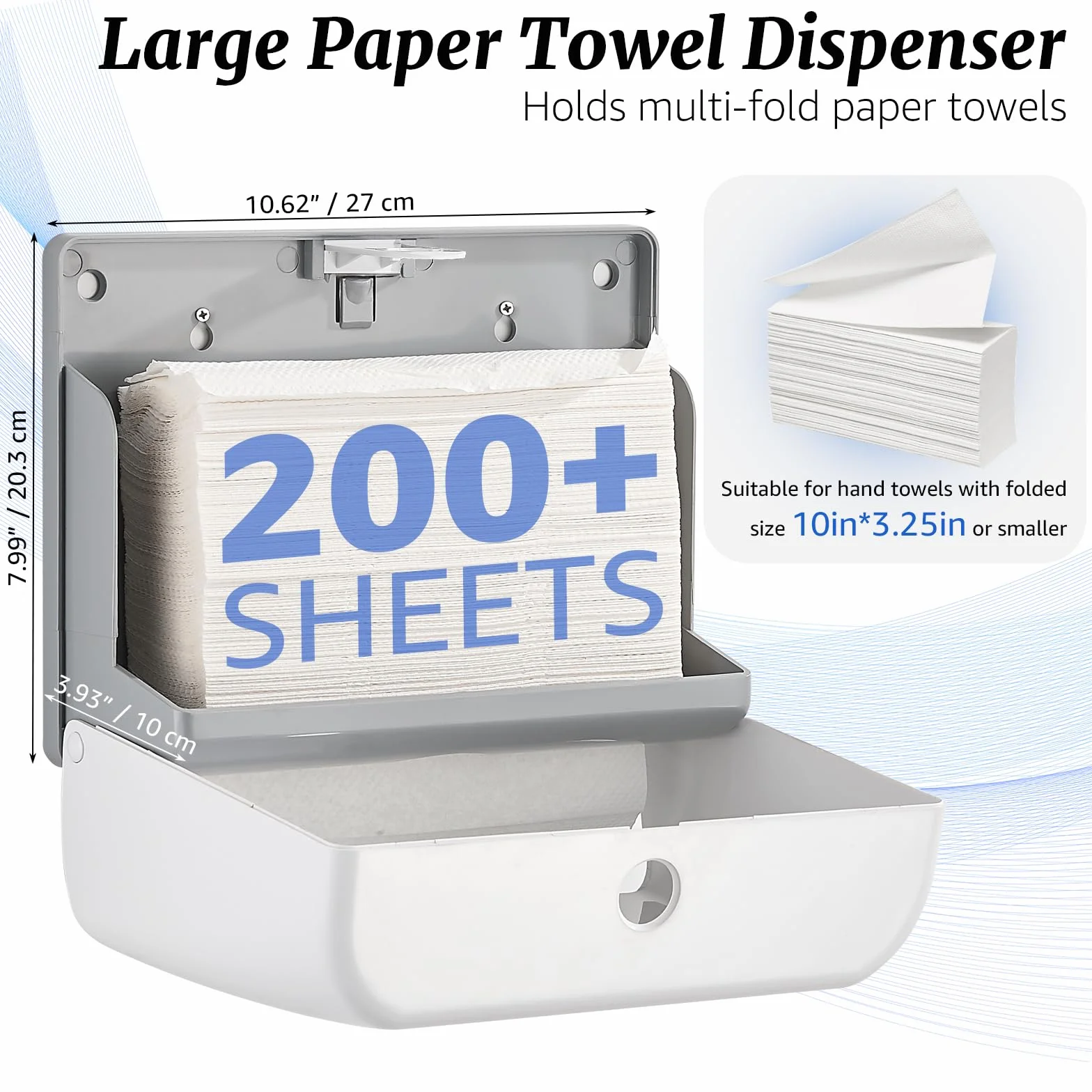 Modunful Dispenser Carta Asciugamani a Parete, Distributore Asciugamani 200+ Fogli, Bianco