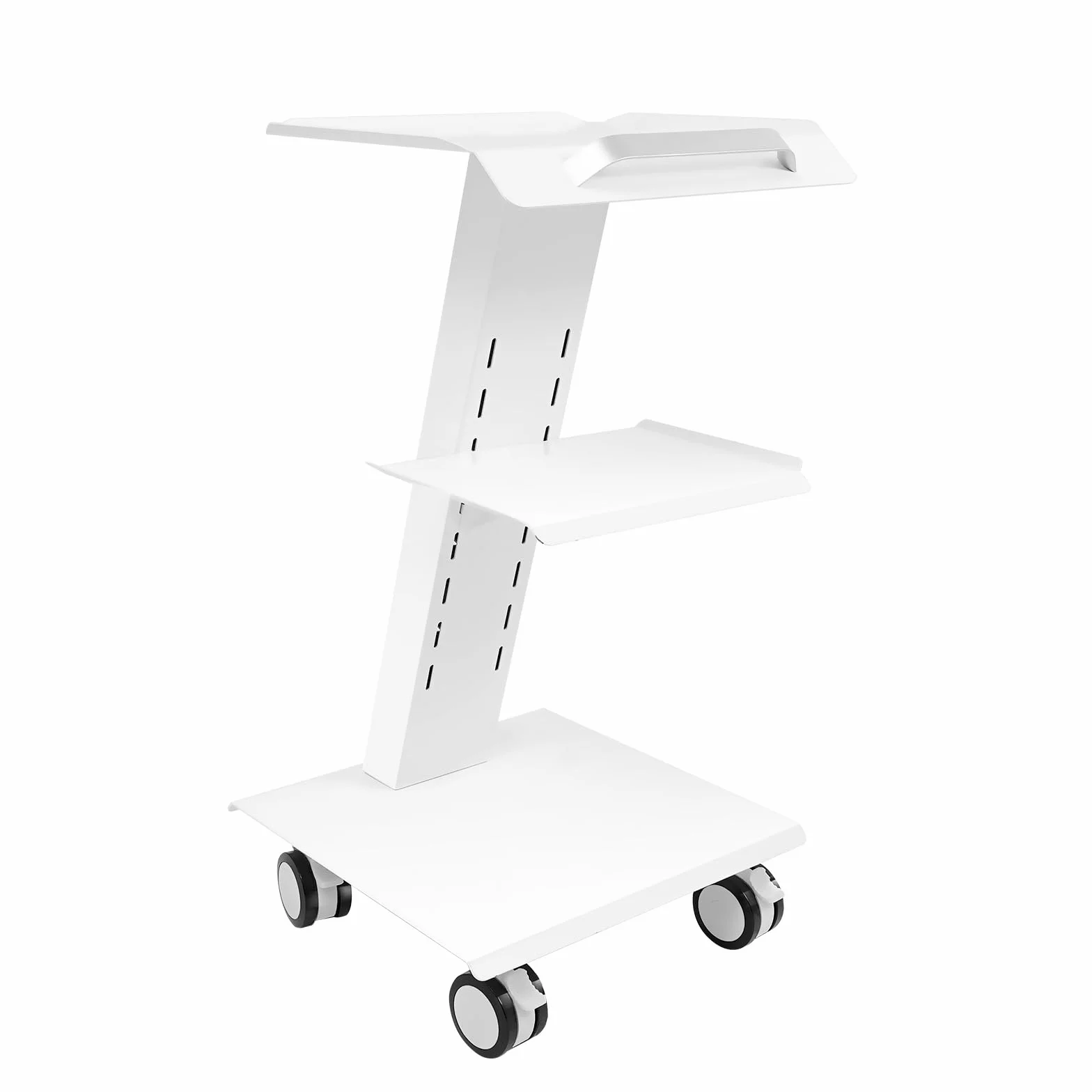 Carrello multifunzione da laboratorio, livello 3, con presa di corrente, carrello per attrezzi, clinica, pratica, studio cosmetico, altezza regolabile, in acciaio, con prese freni, con 3 connettori a