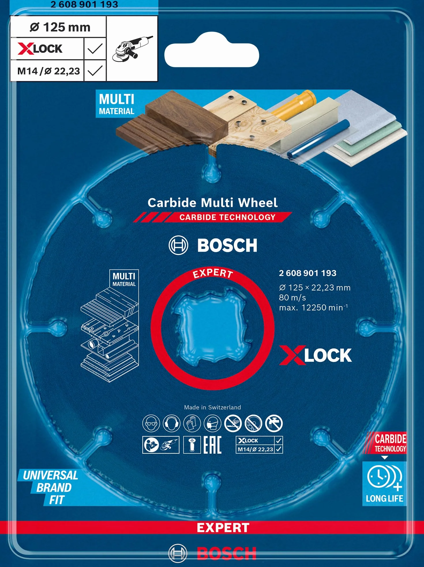 Bosch Professional 1x Mole da Taglio X-LOCK Expert Carbide Multi Wheel (Diametro 125 x Spessore mm 1,0 mm, Accessorio Smerigliatrice Angolare)