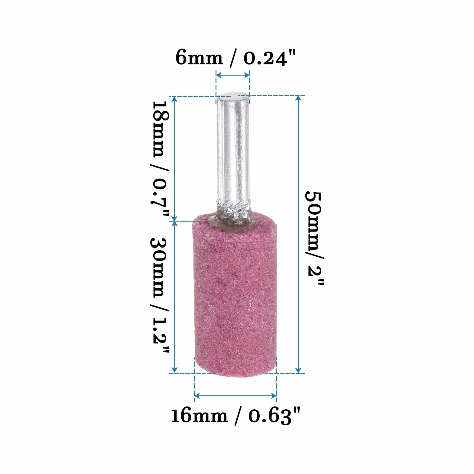 QUARKZMAN 6mm Gambo 16mm Diametro Mandrino Montato Rettifica Pietre x 12pz Cilindro Forma per Rettifica e Lucidatura, [Rosa]