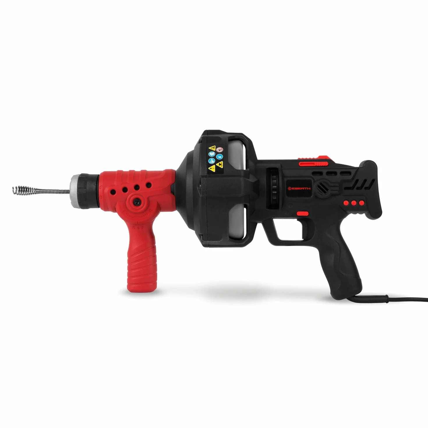 EBERTH Spazzola per Tubi Macchina per la Pulizia dei Tubi Elettrico con Spirale di 7,6m (560 rpm, 230V, Diametro della Spirale 11mm, per Tubi di 2-5 cm di Diametro, Marcia Avanti e Indietro)