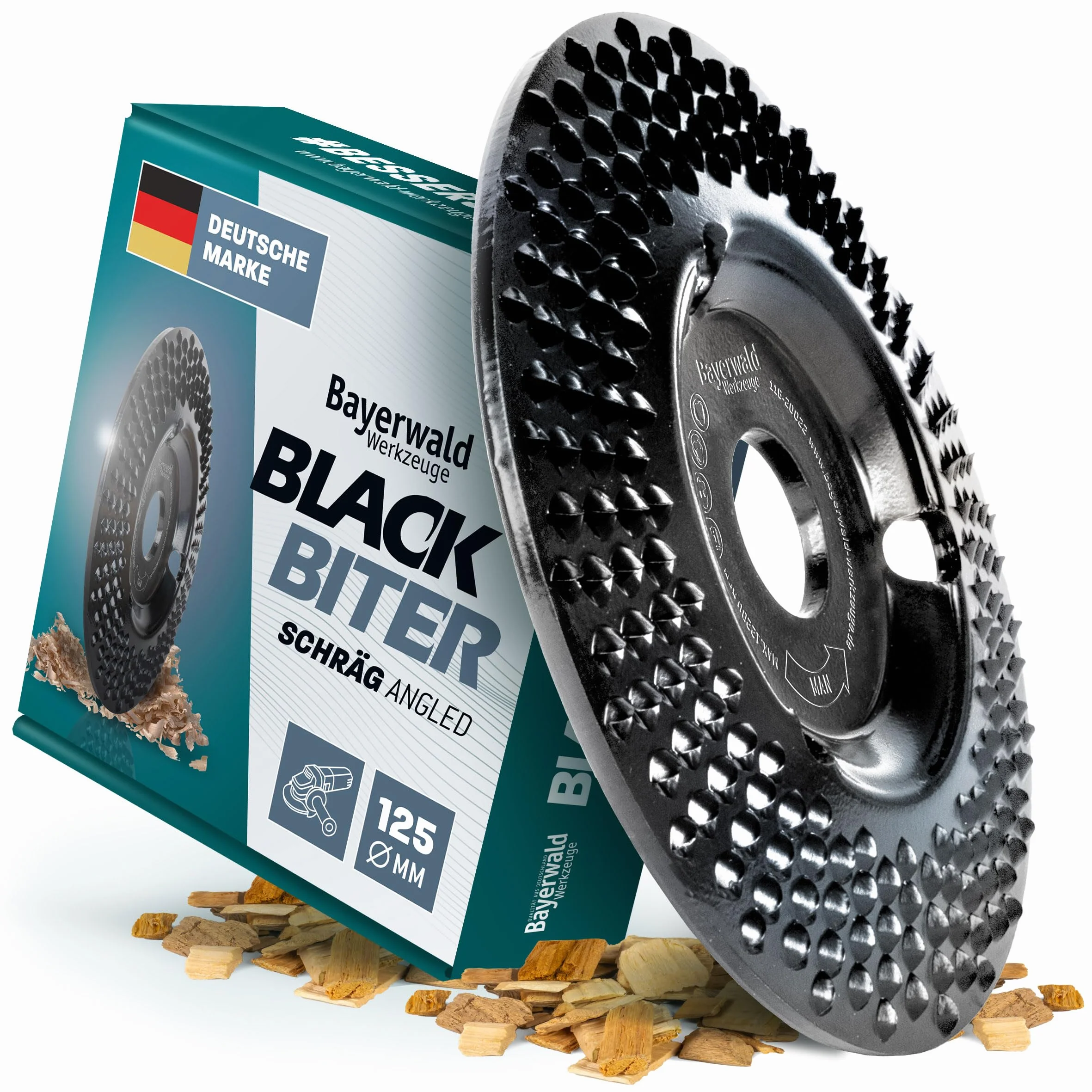Bayerwald "Black Biter" - disco per raschiare - Ø 125 mm x 22,2 mm | levigatura rapida e grossolana di legno e materiali a base di legno | per smerigliatrici angolari