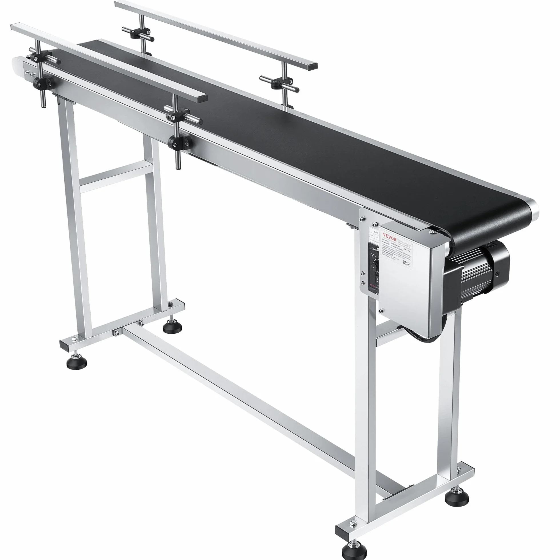 VEVOR Nastro trasportatore motorizzato 1498,6x198,1 mm, Trasportatore in acciaio inox, Nastro trasportatore antistatico in PVC velocità regolabile, Trasportatore a nastro commerciale