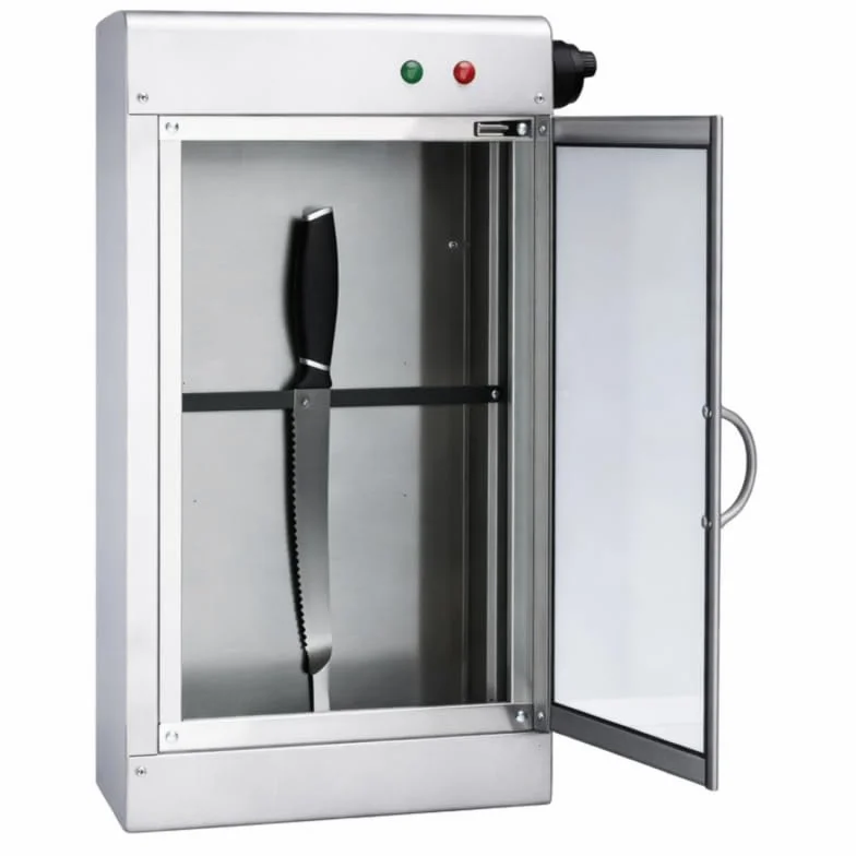 Armadio disinfettante UV - Sterilizzatore professionale per coltelli - Da 10 a 12 coltelli - Disinfezione al 99% - Supporto magnetico - Acciaio inossidabile
