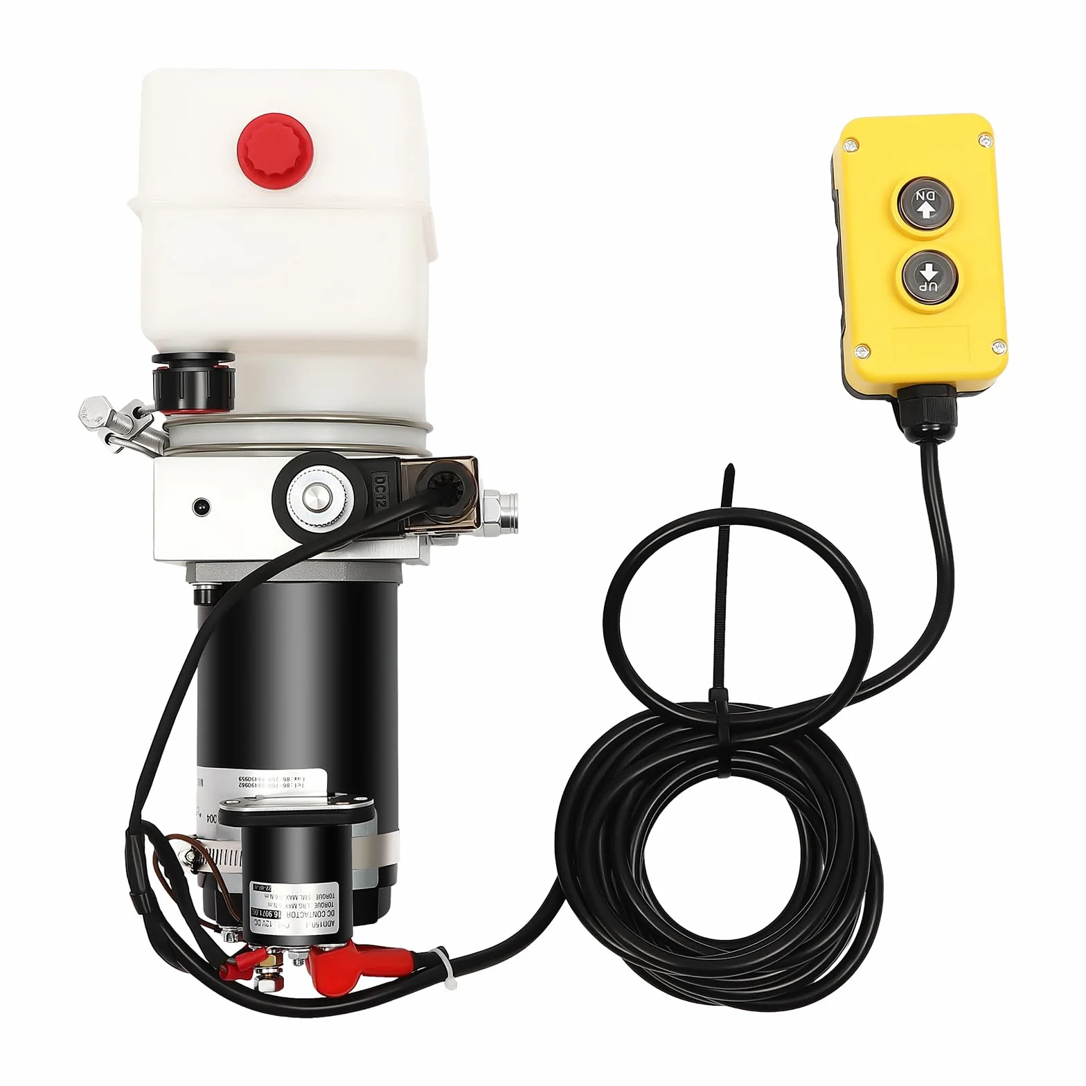 Gruppo idraulico 12 V 800 W per rimorchi ribaltabili, pompa idraulica elettrica ad azione semplice, con telecomando da 4,5 m e serbatoio da 1,5 l per ribaltabili, ascensori e agricoltura