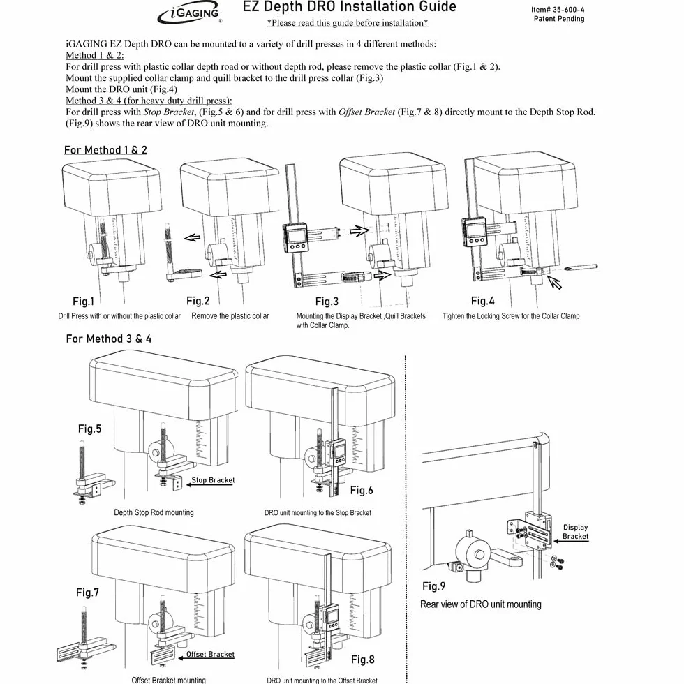 iGaging Trapano lettura digitale DRO EZ-Depth