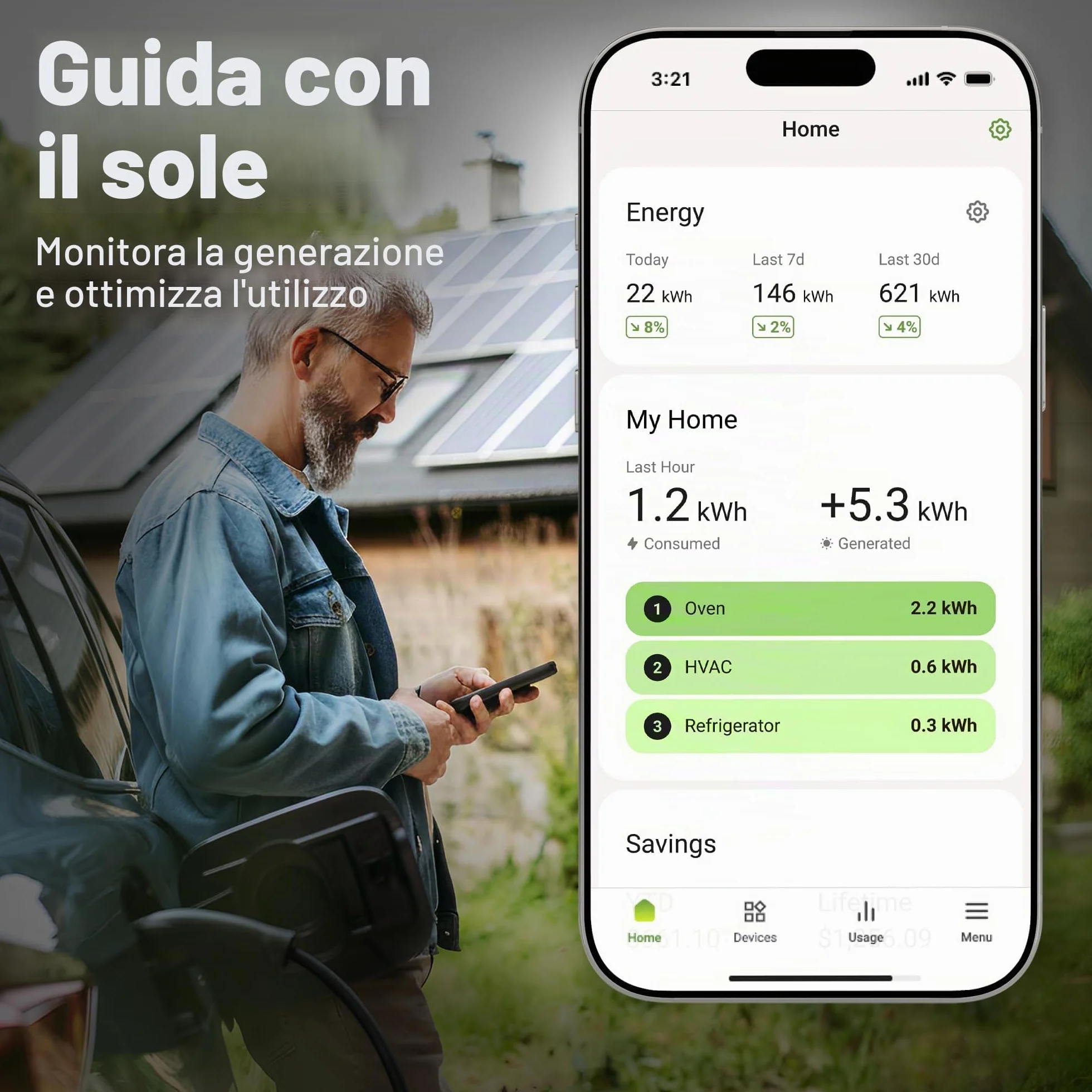Smart Home Energy Monitor con 16 sensori di livello del circuito da 50 A | Vue - Monitor/misuratore di elettricità in tempo reale | Misurazione solare/netto