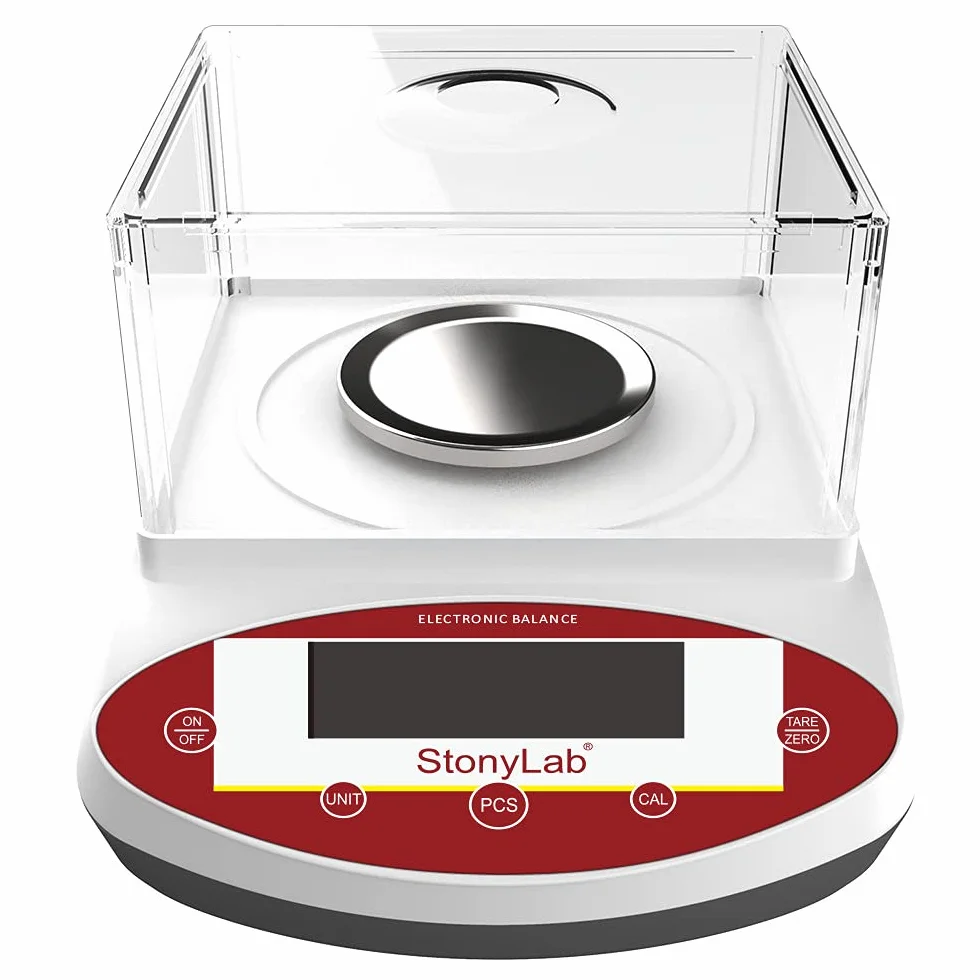 stonylab Bilancia Analitica Elettronica, 500 g x 0,01 g Bilancia da Laboratorio Bilancia Analitica di Precisione Bilancia Elettronica per Gioielli con Scudo e Display LCD, 220V