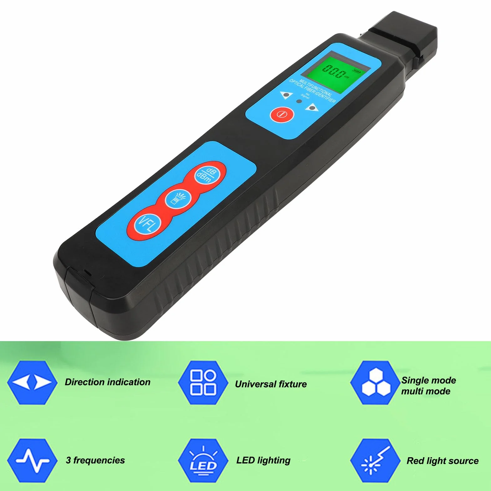 Identificatore in fibra ottica, 800 a 1700 nm VFL Light Light Fornte 10 km Range 270Hz 1KHz 2KHz Fibra Optic Tester