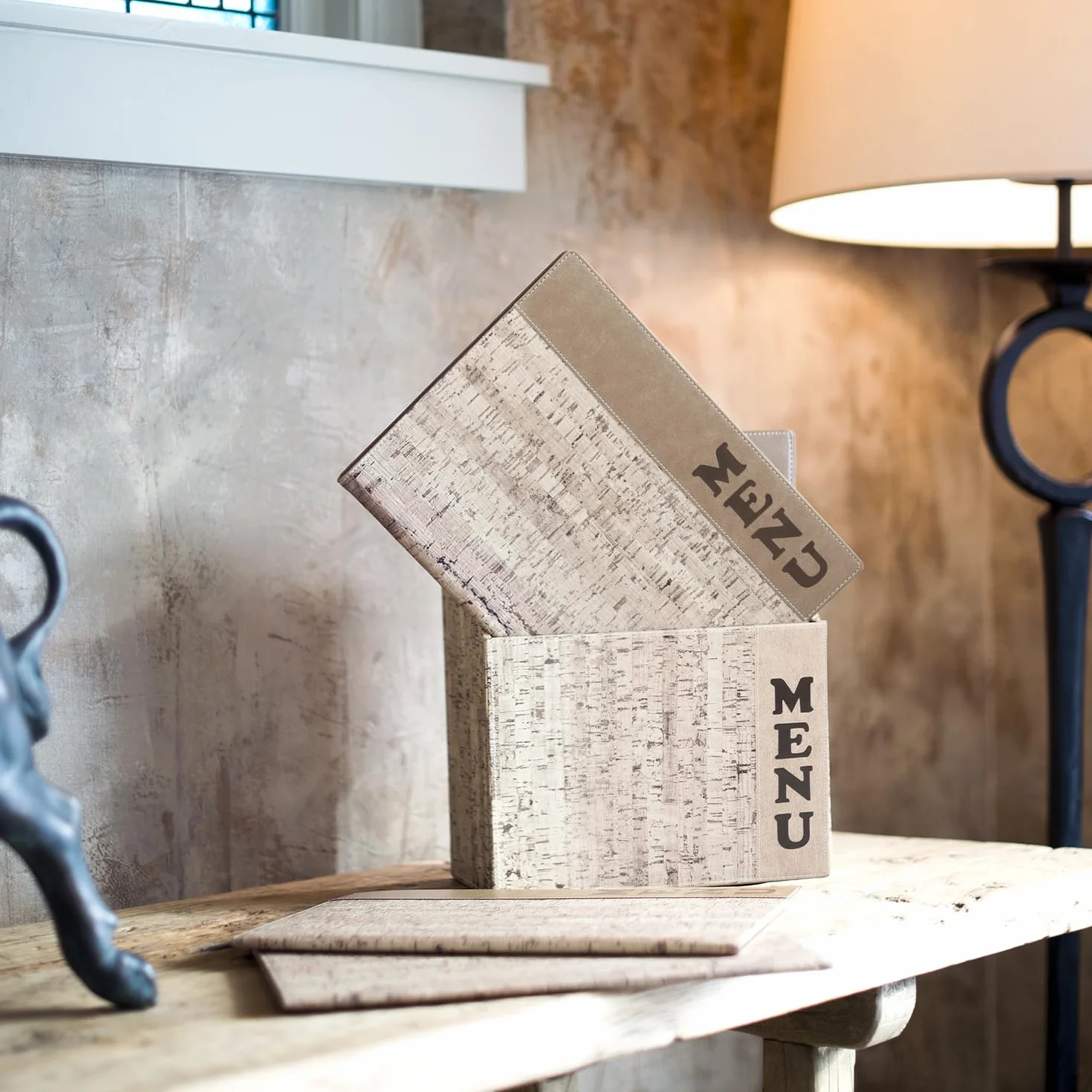 SECURIT Porta Menu Linea Design A4 Similpelle Cork Beige 1 Doppio Inserto