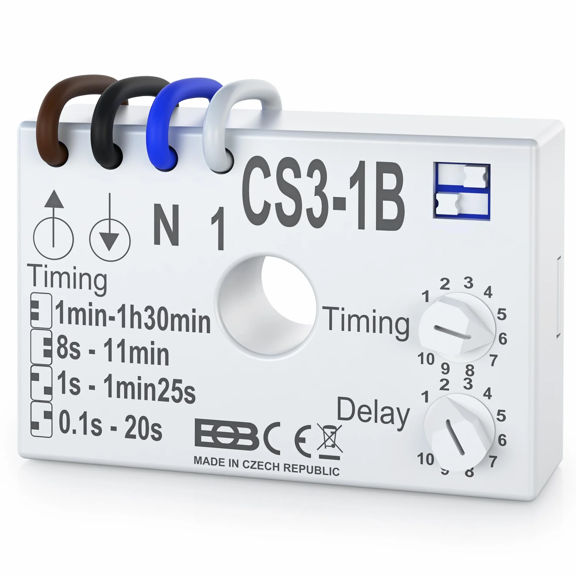 ELEKTROBOCK CS3-1B relè temporizzato | interruttore temporizzato 230 V | per ventilatori e illuminazione | montaggio in scatola di installazione sotto l'interruttore con collegamento a cavo