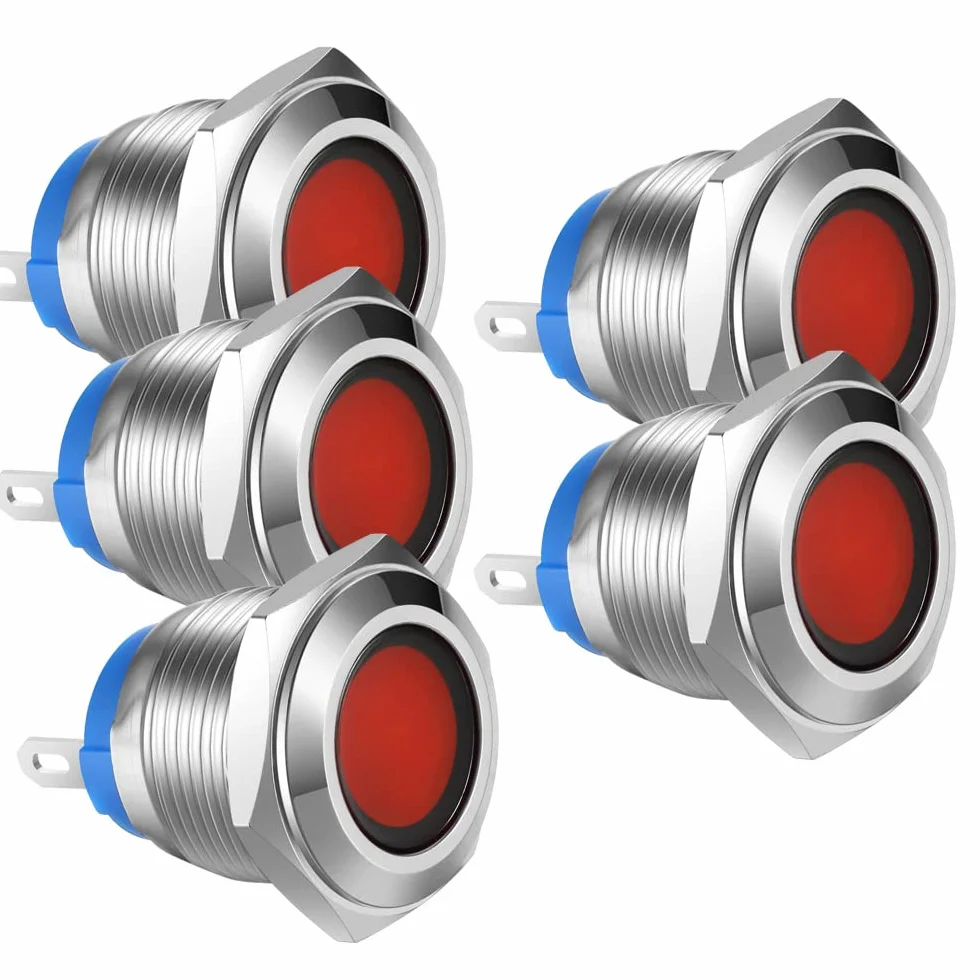 Gebildet 5pcs 16mm AC/DC 12-24V LED Indicator Light Waterproof Spia Luminosa Rosso