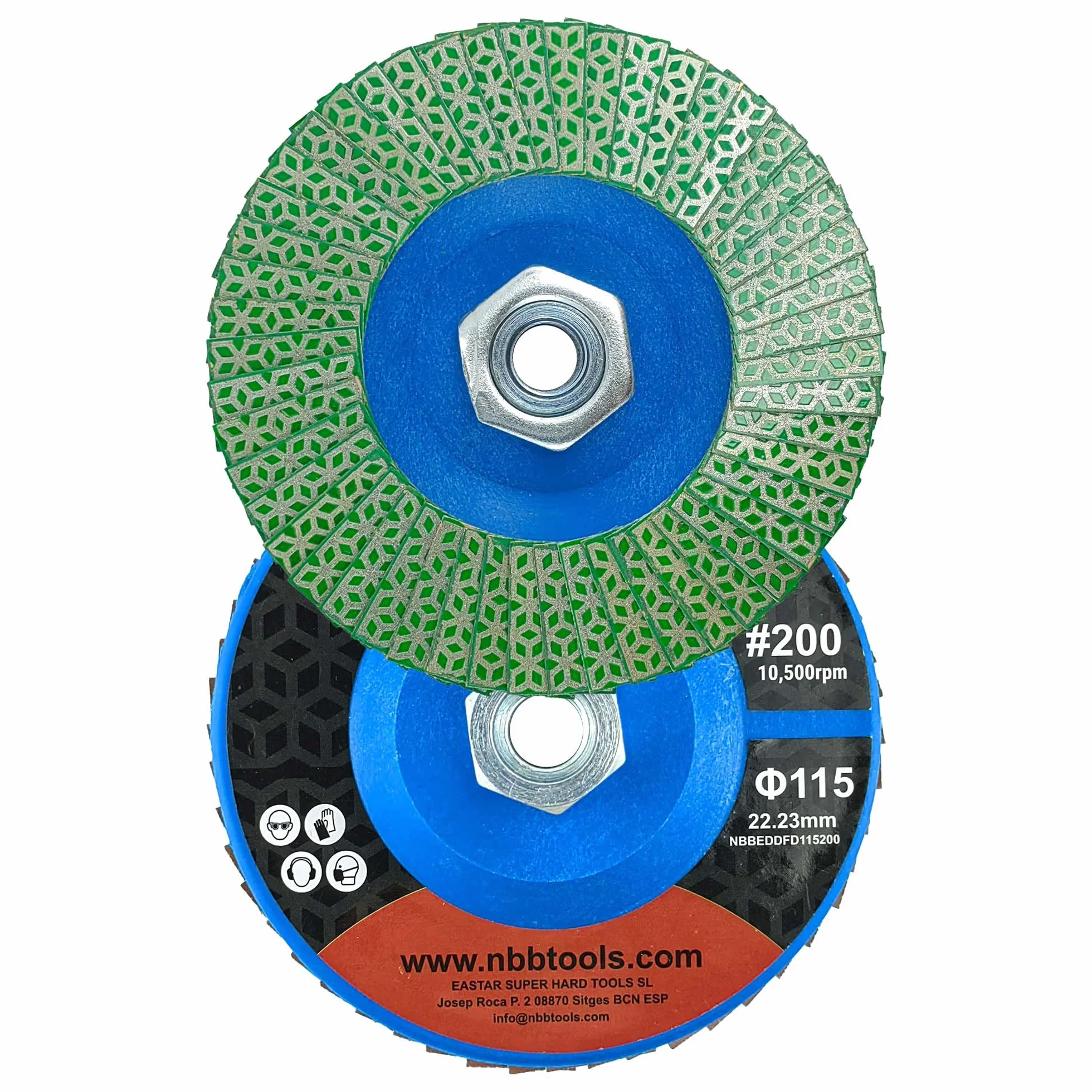 NBB - Ruota a lame diamantate, disco mola diamantata, lama di taglio, smerigliatura, levigatura, lucidatura per ceramica, gres, porcellana, pietra, granito, piastrelle, M14 flangia per smerigliatrice