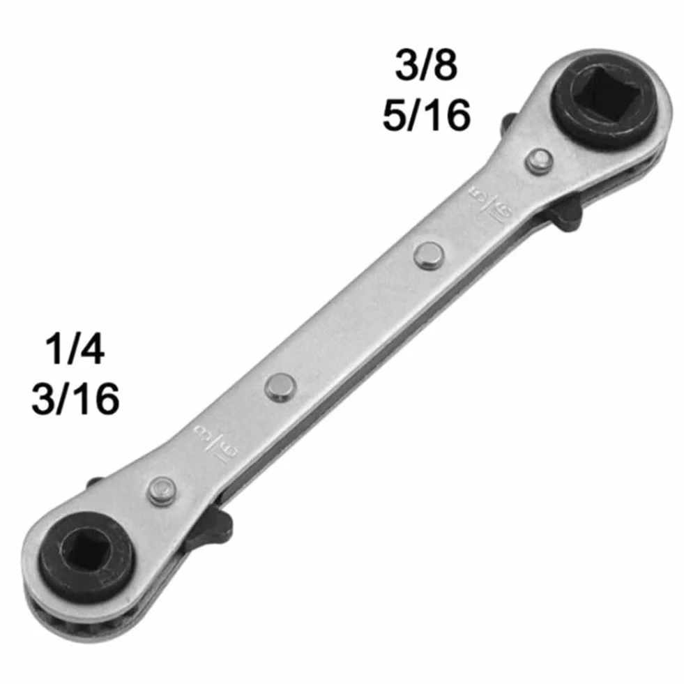 Chiave a cricchetto quadrata a doppia testa in acciaio al carbonio cromato 1/4" 3/8" 5/16" 3/16" per HVAC