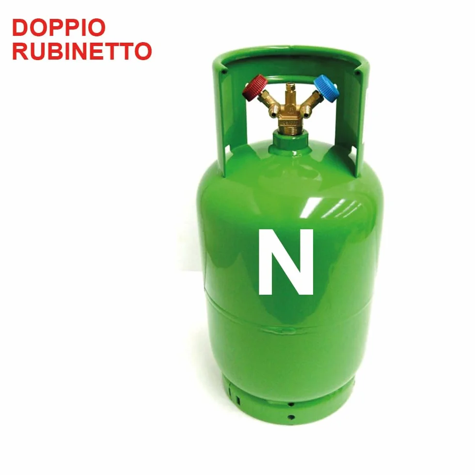 3S SuperSamaStore Bombola Neutra Vuota per Gas Refrigerante | Capacità 12 Lt, con Doppia Valvola Rubinetto (1 Pescante e 1 Aspirante) e Attacchi 1/4" SAE, Max 46 Bar