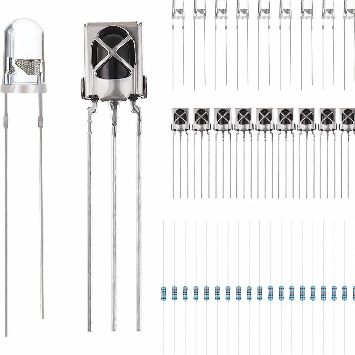 5mm Emettitore infrarosso + diodo ricevitore IR 18m per Arduino, 940nm Sensore LED ricevitore fotosensibile IC dedicato costruito/anti-interferenza forte, con resistore (20pairs)