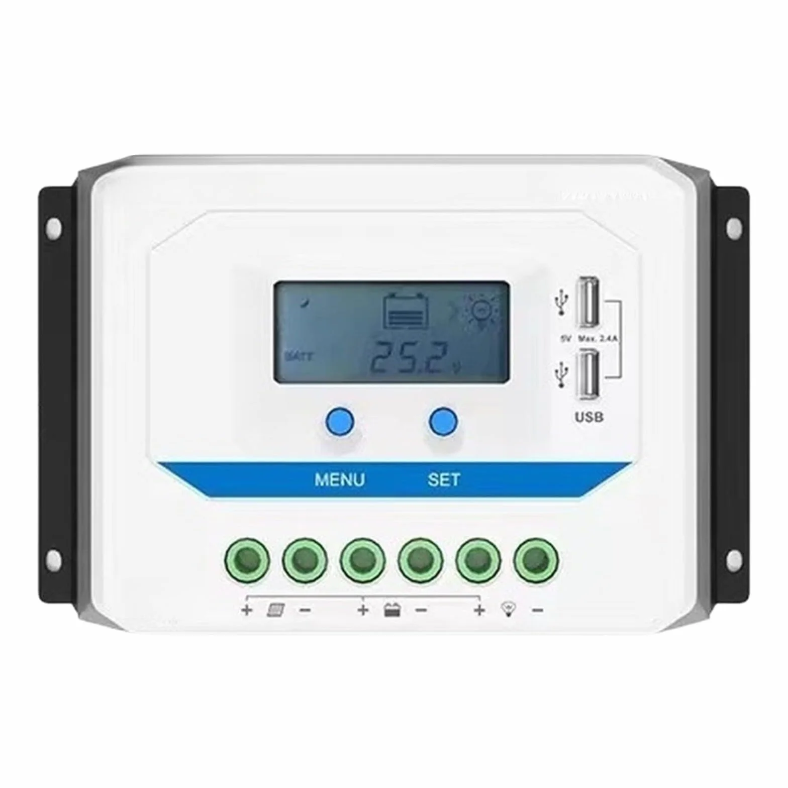 Regolatore di carica solare 12/24 V per PWM con display LCD, doppia porta USB, per camper, campeggio, barca e impianto solare, compensazione della temperatura (30 A)