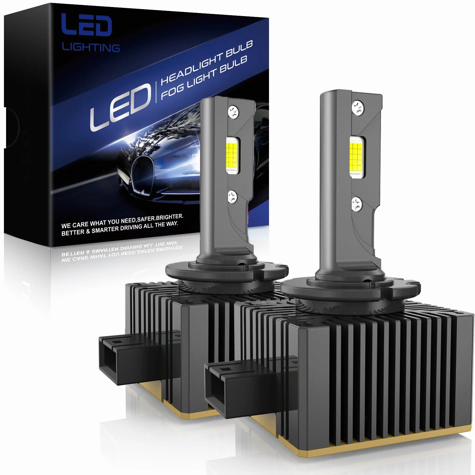 OVVOFPP Lampade LED D1S 36000 Lumens, 180W 6500K Bianco Estremamente Luminoso per Fari Auto, 1:1 Sostituzione Lampade Xenon HID, Plug and Play 2 Pezzi