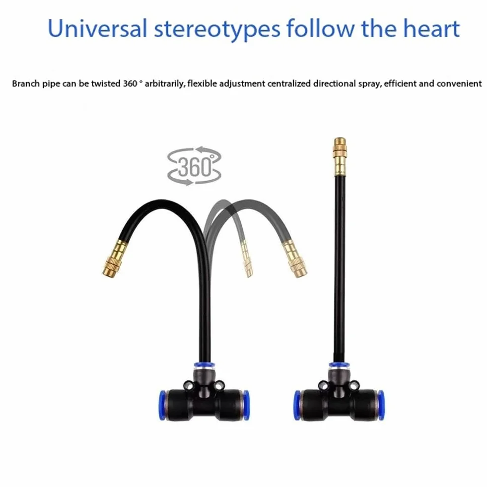 Ugello spruzzatore con raccordo a T Ugello nebulizzatore d'acqua Tubo flessibile Strumento per l'irrigazione delle piante resistente all'usura per sistemi di irrigazione Ugello atomizzatore + cinghi