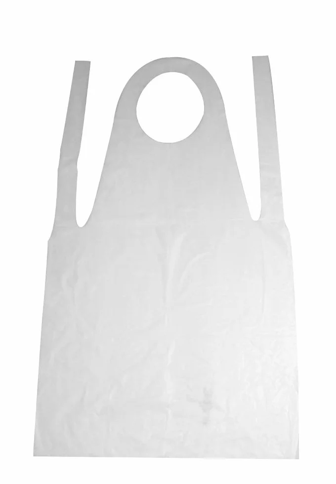 PZ 50 GREMBIULE MONOUSO IN POLITENE BIANCO CM 70 X 110 PER LABORATORI E MACELLERIE
