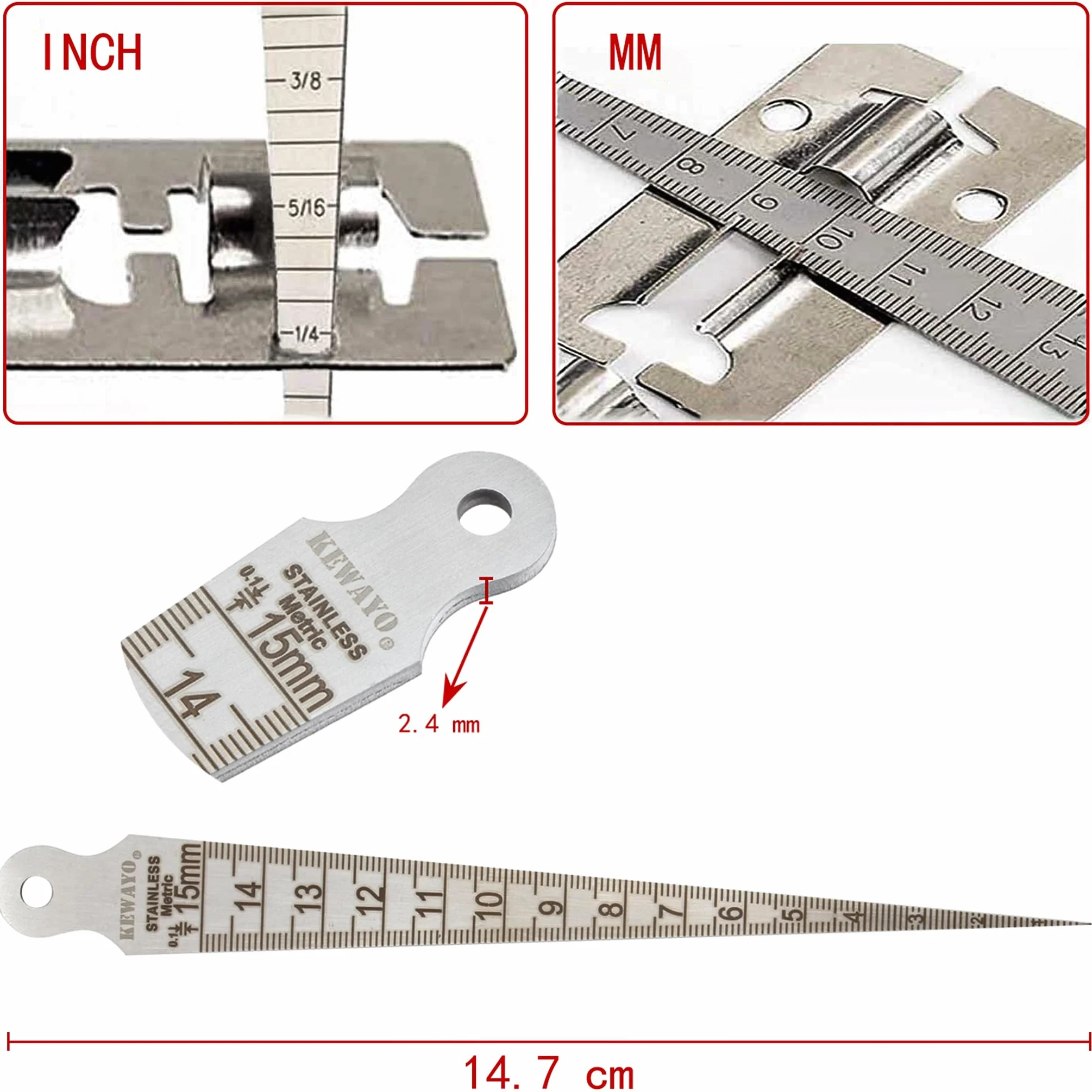 Calibro conico da 1 a 15 mm, in acciaio inox, per saldatura, misura fori