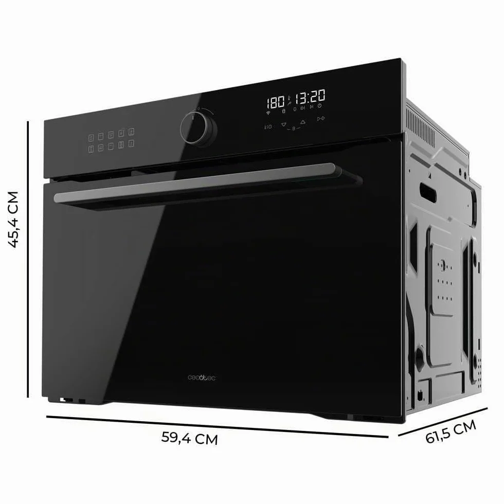 Cecotec Forno da ncasso Multifunzione 53L - Friggitrice ad Aria - Bolero Hexa AF314500 Glass Black A. 2900W, 11 Funzioni, Airfryer Master, Pizza Master, Basso Consumo, Facile Pulizia