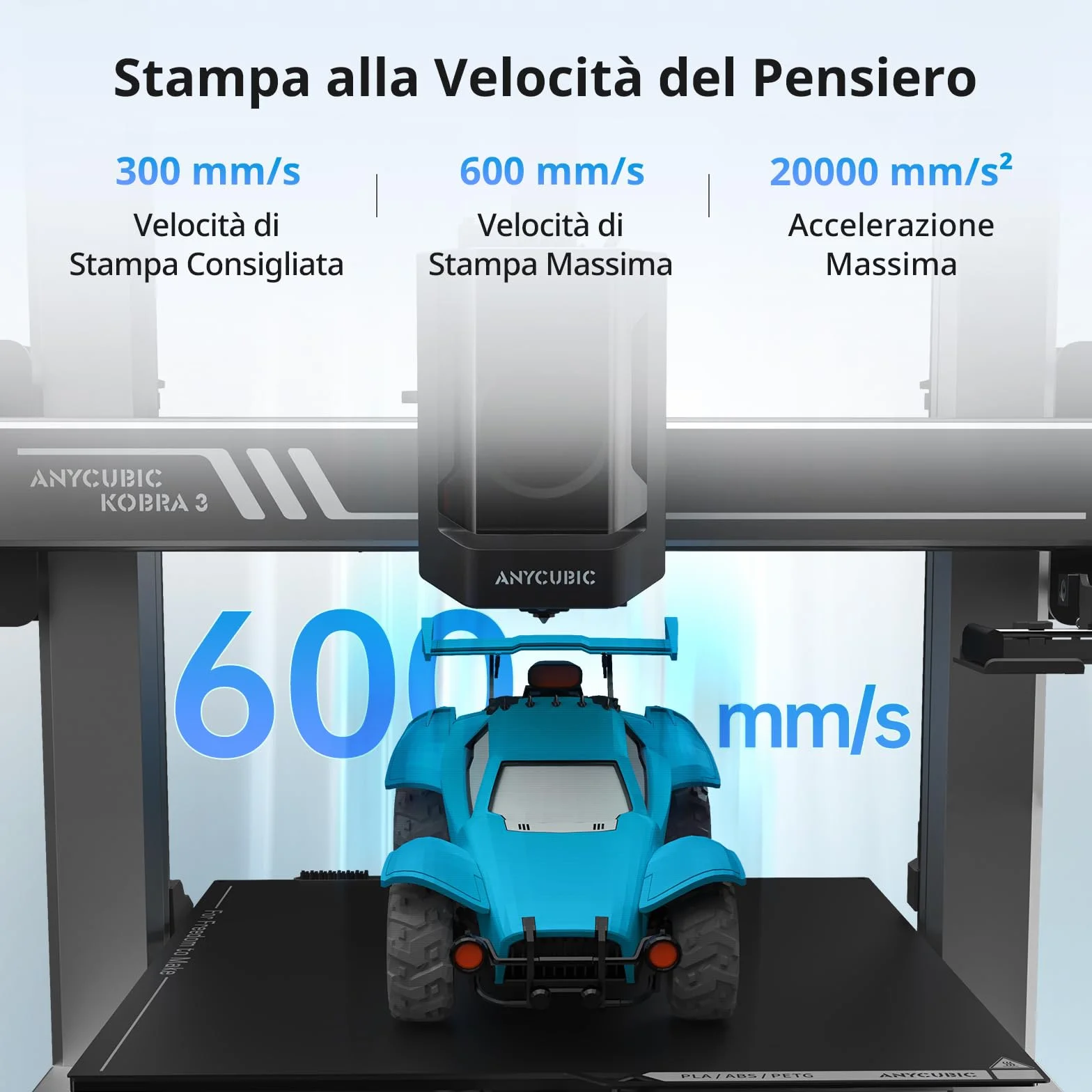 ANYCUBIC Kobra 3 Combo Stampante 3D Intelligente per la Stampa Multicolore (da 4 a 8 Colori), Stampante 3D FDM ad Alta Velocità di 600 mm/s, Grande Volume di Stampa 250 * 250 * 260mm