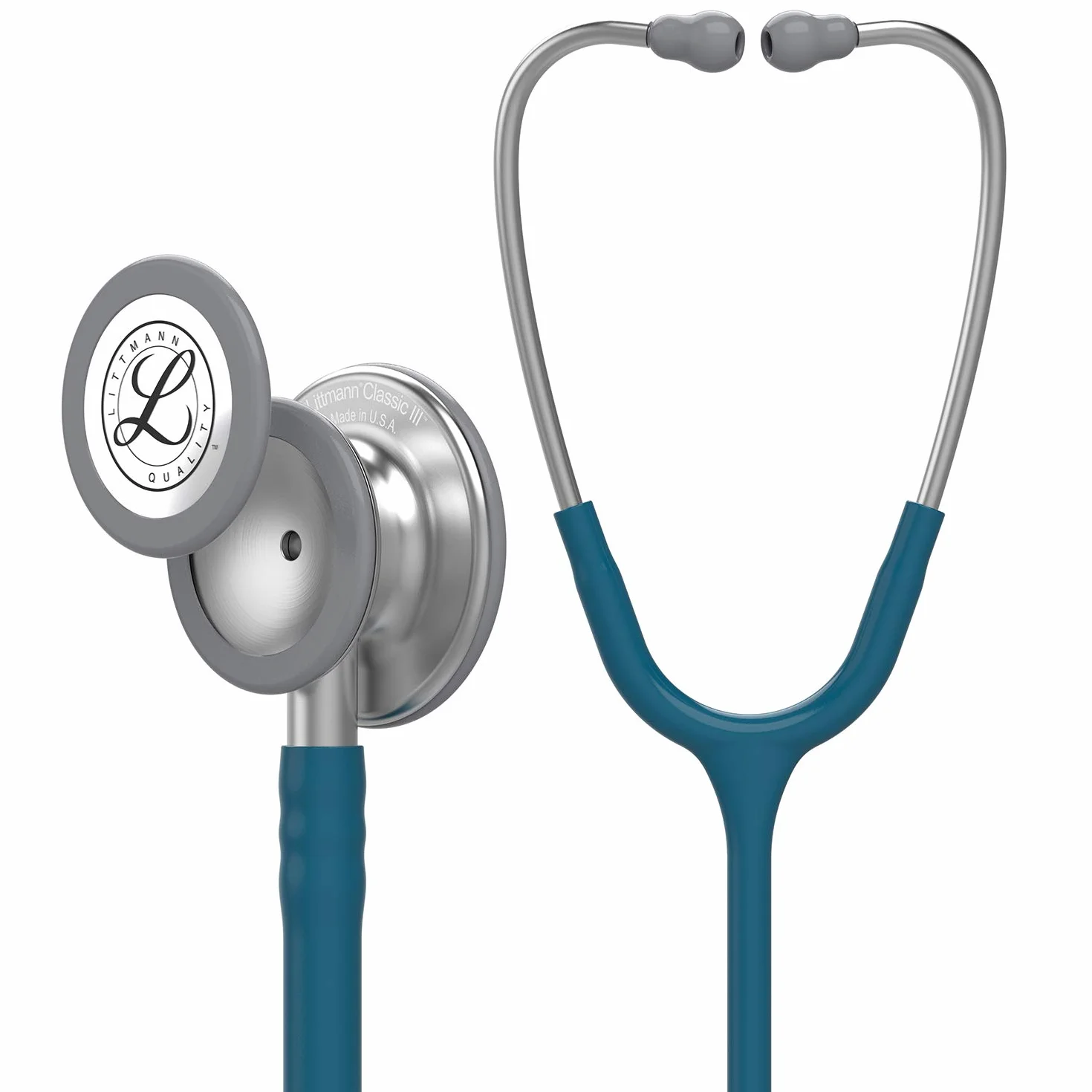 3M Littmann Classic III Stetoscopio per monitoraggio, tubo auricolare blu Caraibi, 69 cm